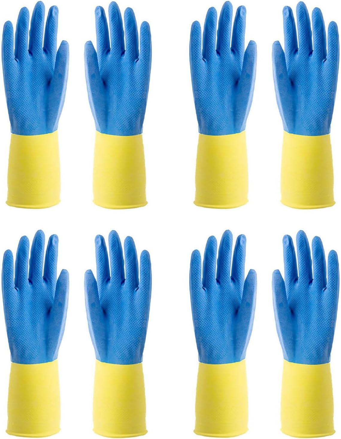 TJSCFY Thick Rubber Gloves for Cleaning Waterproof 4 Pairs Dishwashing Gloves for Kitchen Household Dish Gloves Reusable(Blue,4 Pairs_Xl)