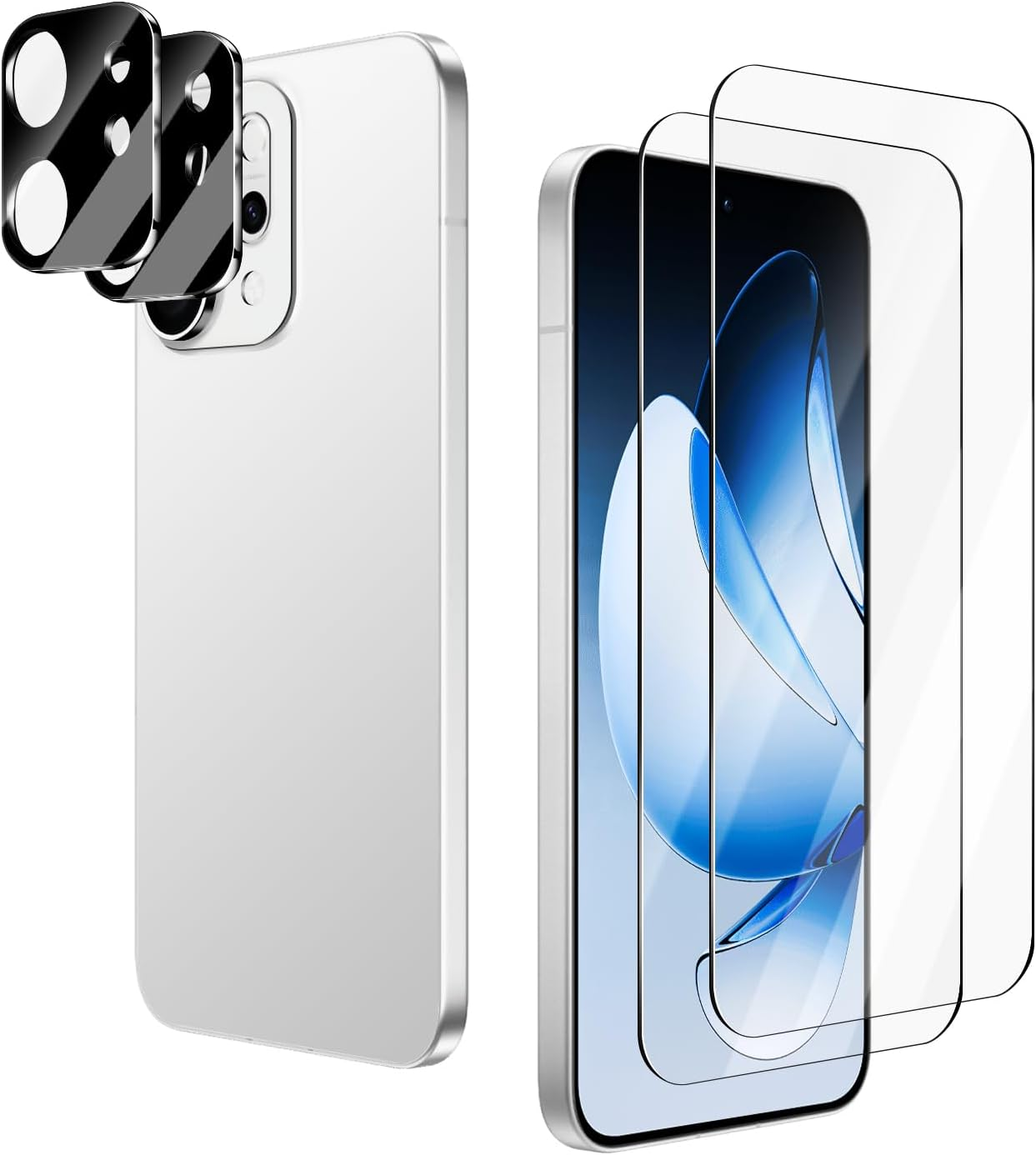 [2+2 Pack] Screen Protector for OPPO Reno 13F 5G,With 2 Piece of Tempered Glass Screen Protector,2 Piece of Camera Lens Protector,Bubble Free,Anti Scratch image number 4