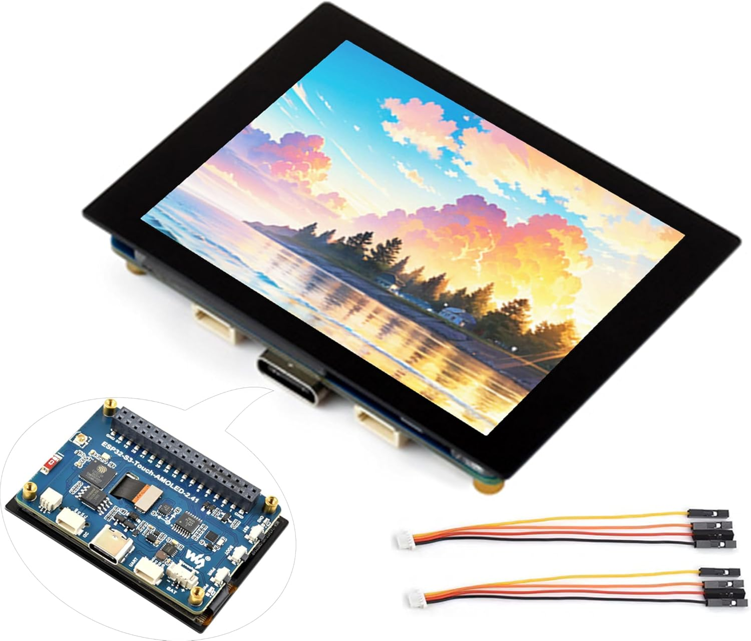 ESP32-S3 2.41Inch AMOLED Capacitive Touch Display Development Board, 600X450 Resolution 16.7M Display Colors, 32-Bit LX7 Dual-Core Processor, Support Wi-Fi and Bluetooth 5, Rich Interfaces (No Case) image number 1