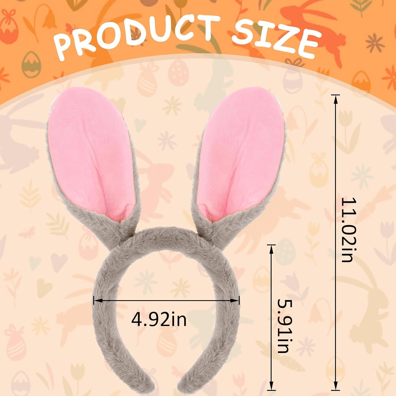 Easter Bunny Ears Headband Rabbit Ears Headband Bunny Costume Accessories Halloween Cosplay Hairbands - White image number 3