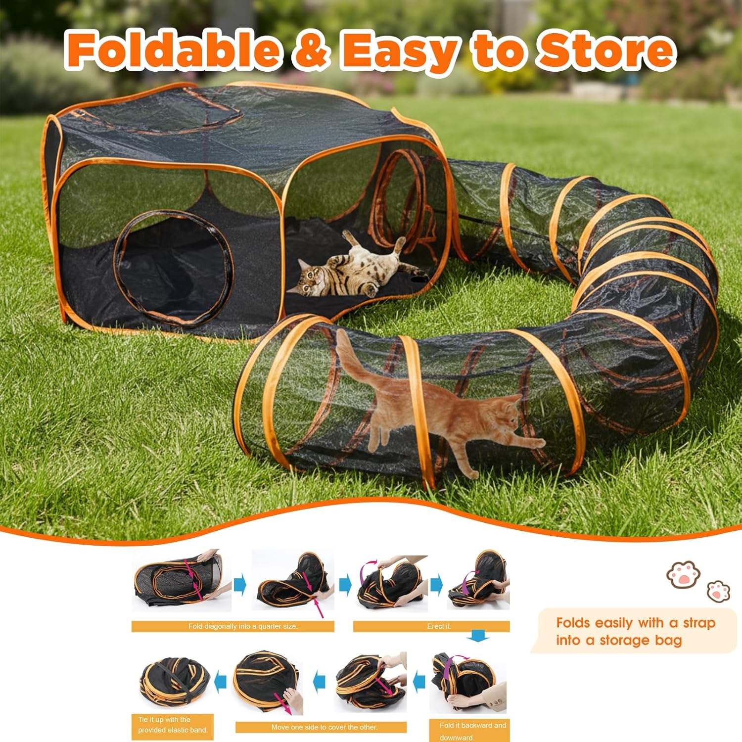 Advwin Outdoor Cat Enclosures Playground, outside House for Indoor Cats Include Portable Tent, U-Shaped Cat Playpen Tunnel Catio, for Cats, Kitty and Small Animals, with Storage Bag image number 3