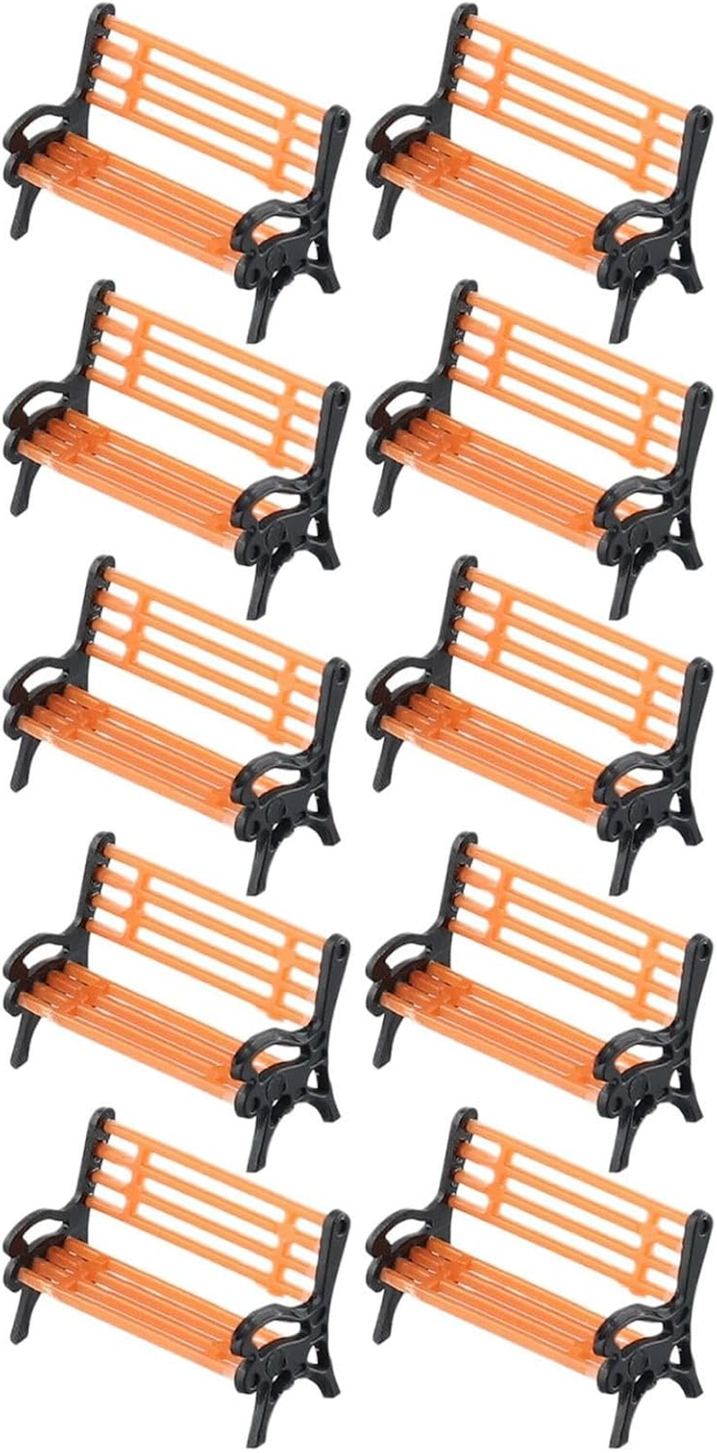 10Pcs Model Train Platform Park Street Seat Bench Chairs Settee 1:87 HO Scale Model for HO TT Scale Models Park Benches image number 1
