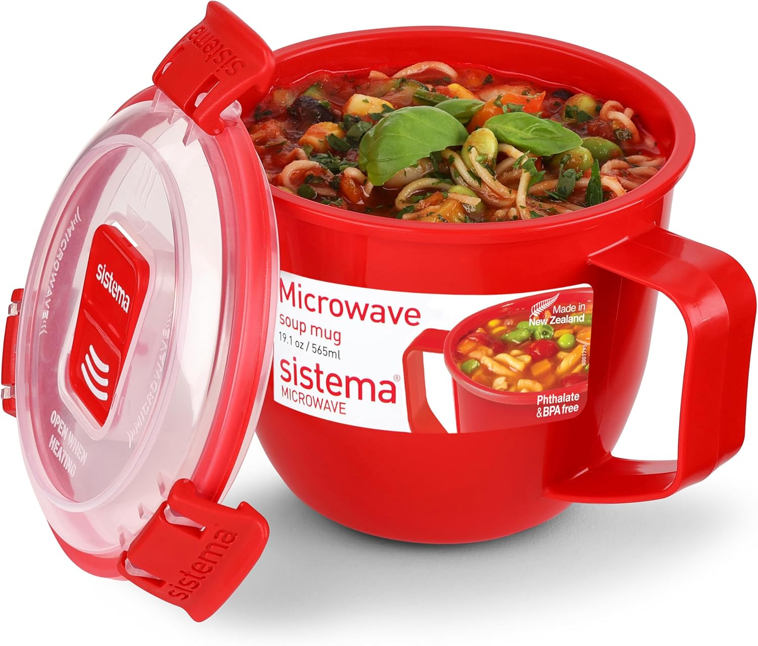Sistema 1142 Small Microwave Cookware Soup Mug, 19.1 Oz, Red