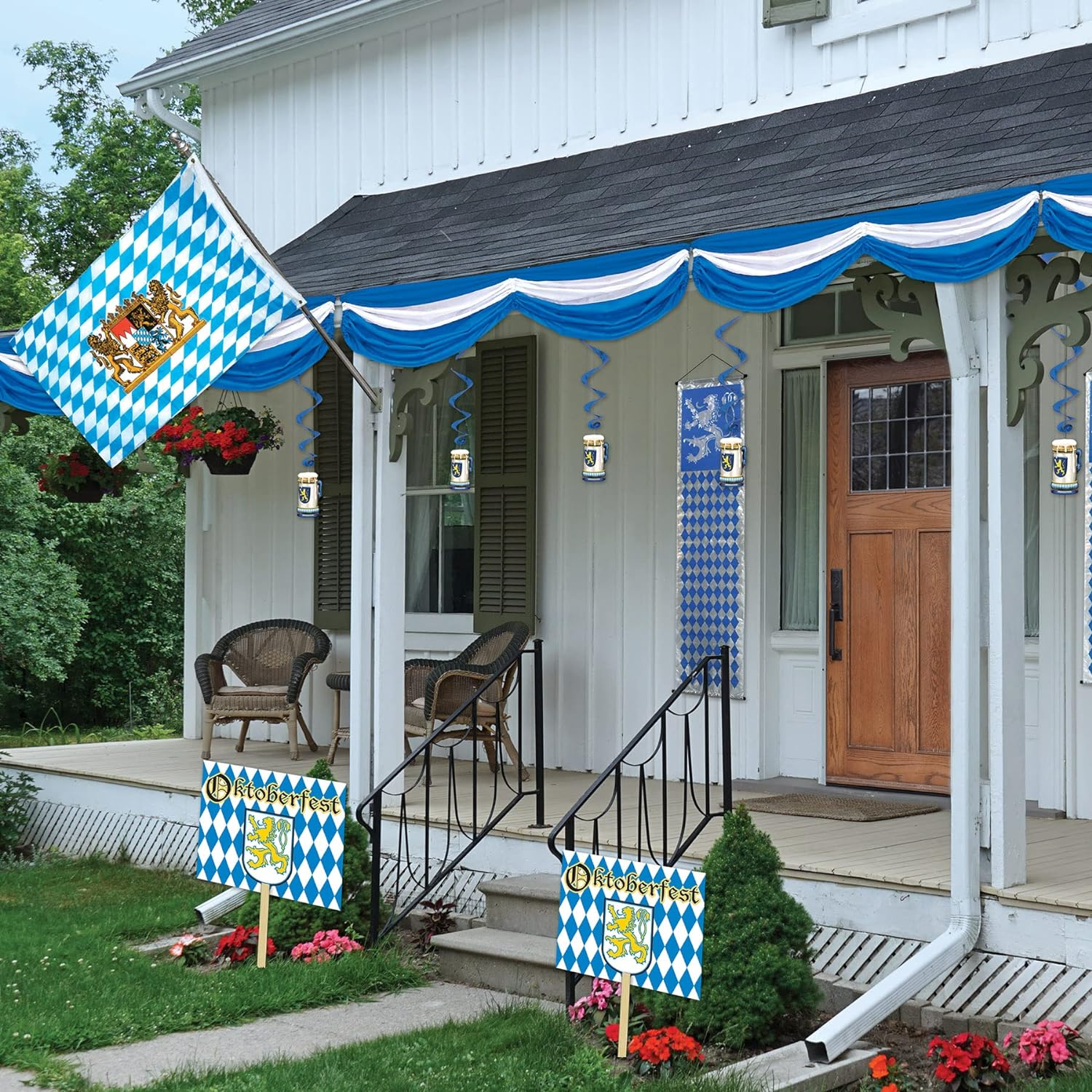 Beistle 53332, 2 Piece Bavarian Flags, 3' X 5'