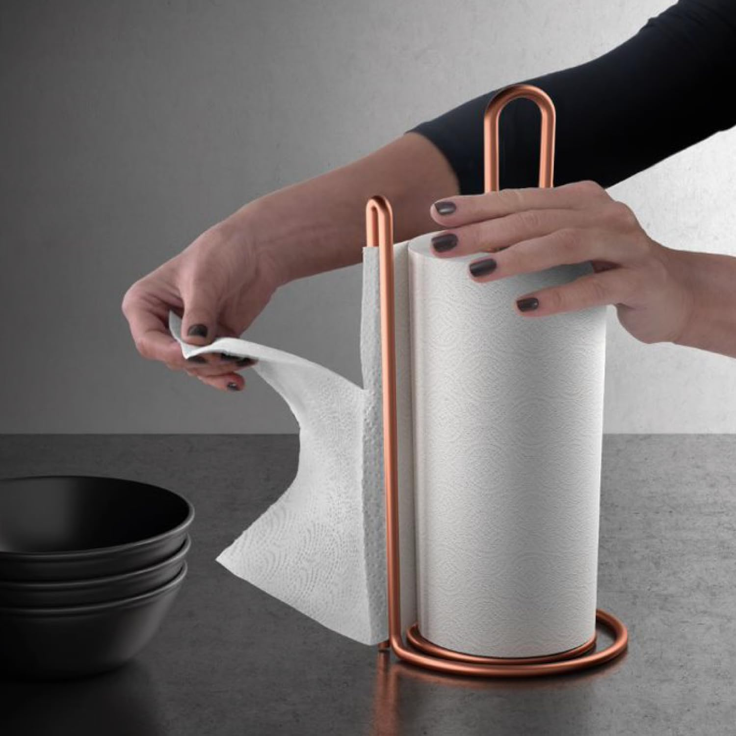 Metaltex Kitchen Roll Holder, Steel, Copper, 15 X 15 X 32 Cm