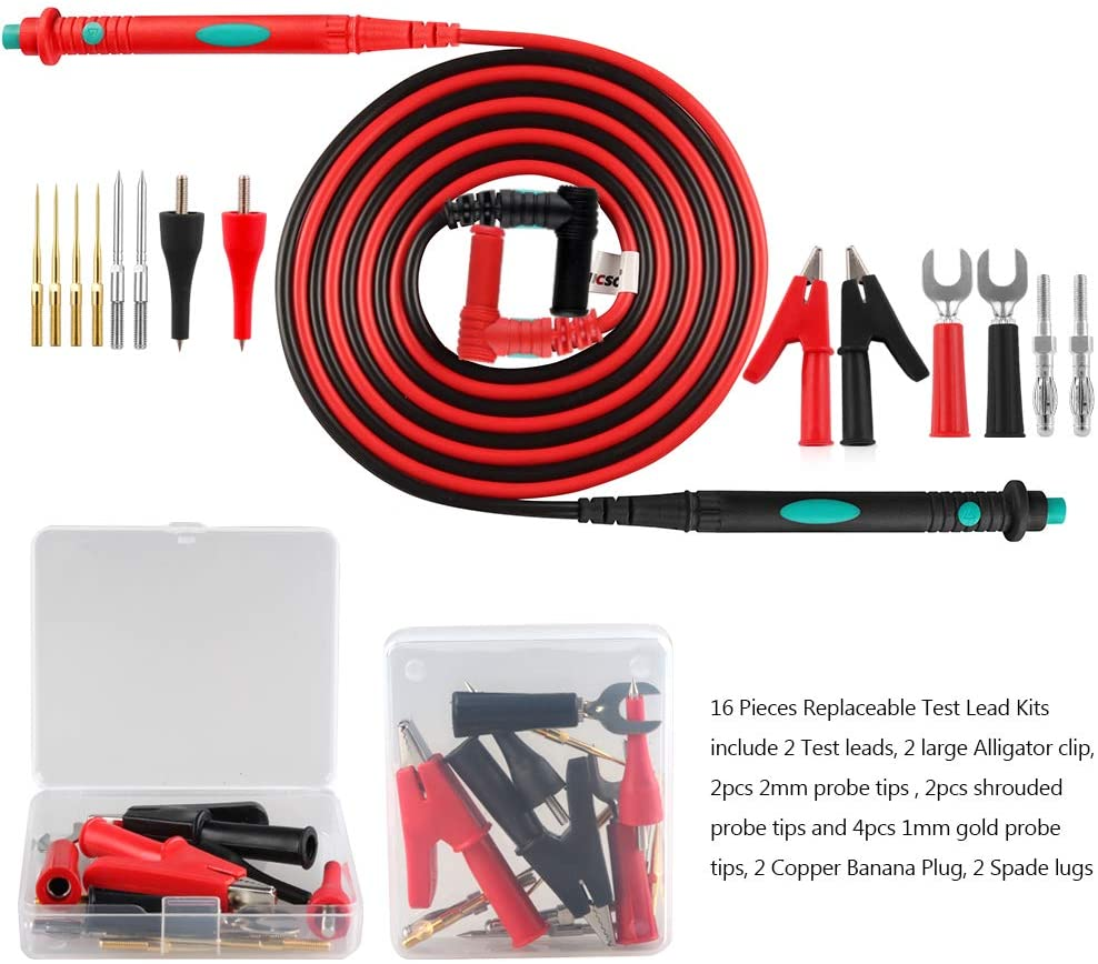 Electronic Test Leads Kit, Digital Multimeter Leads with Alligator Clips Replaceable Multimeter Probes Tips Set of 16 image number 5