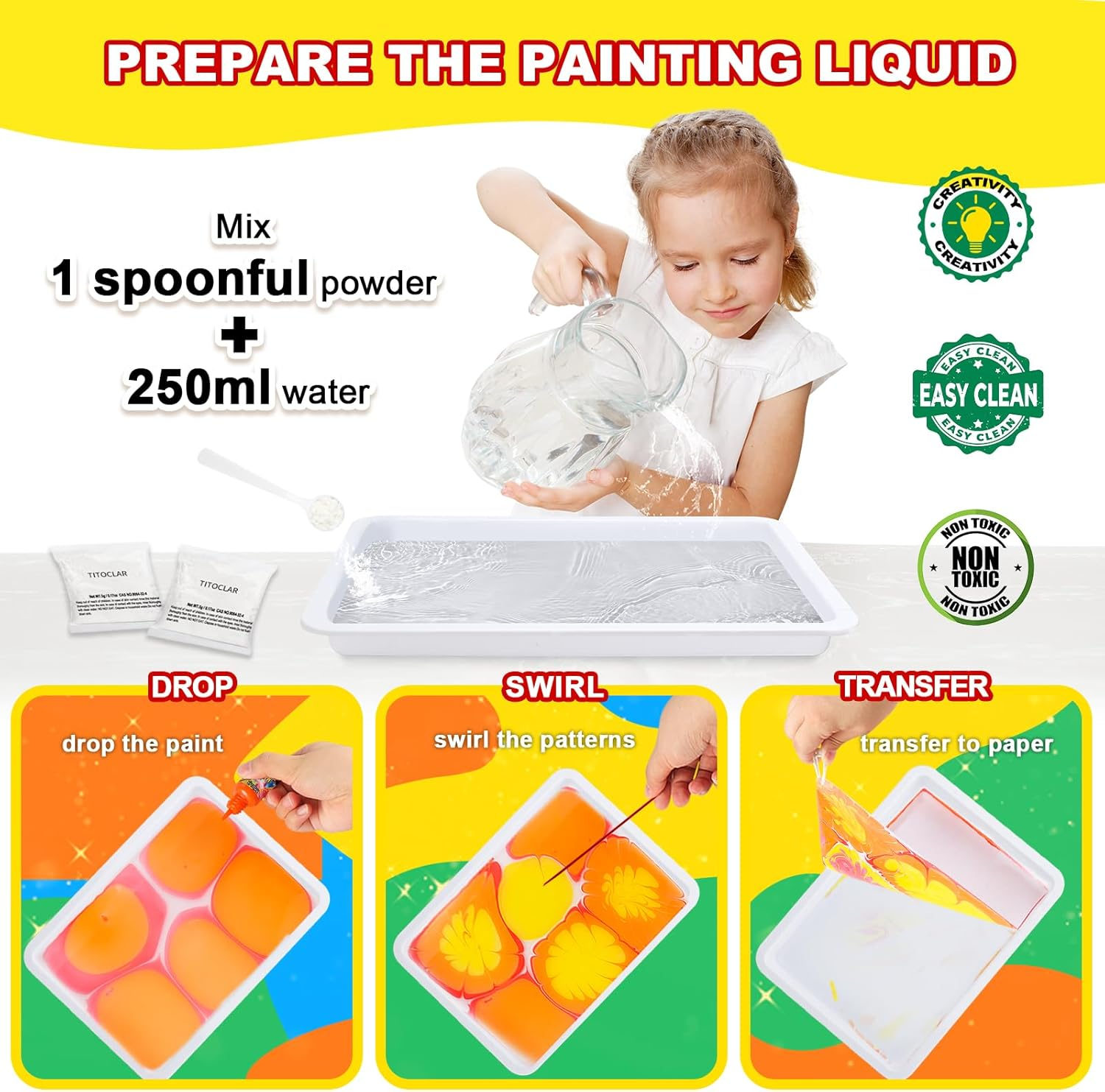 Arts & Crafts for Kids Ages 8-12 6-8 3-5,Water Marbling Paint Kit, Art Supplies for Kids,Birthday Gifts Toys for Girls Boys 3+Year Old image number 4