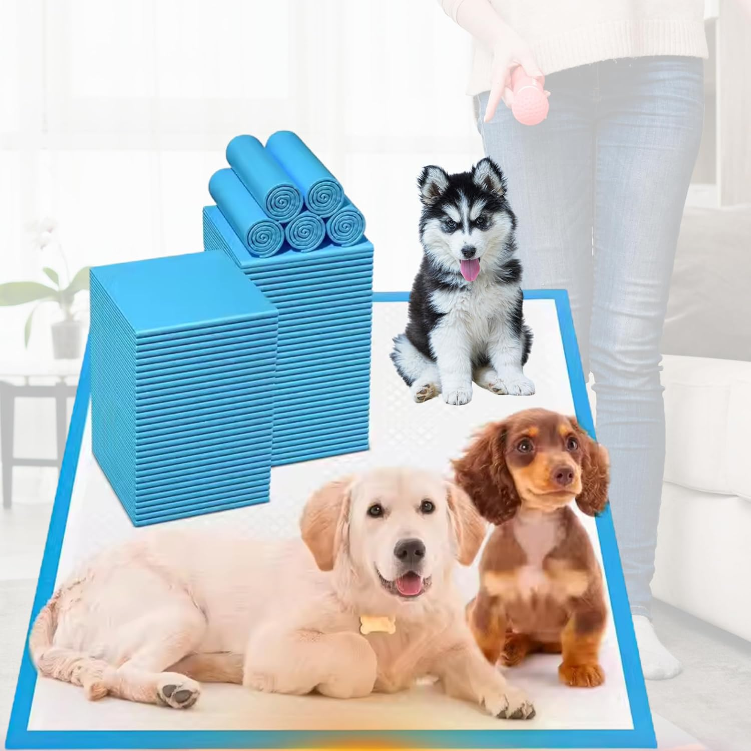 Large Pee Pad for Dogs 60X60Cm, 40 Count &ndash; Ultra Absorbent, Leak-Proof, Odor-Control Puppy Training Pads with 5 Layer Protection &ndash; Non-Slip Design, Disposable Potty Pads for Home & Travel Use image number 6