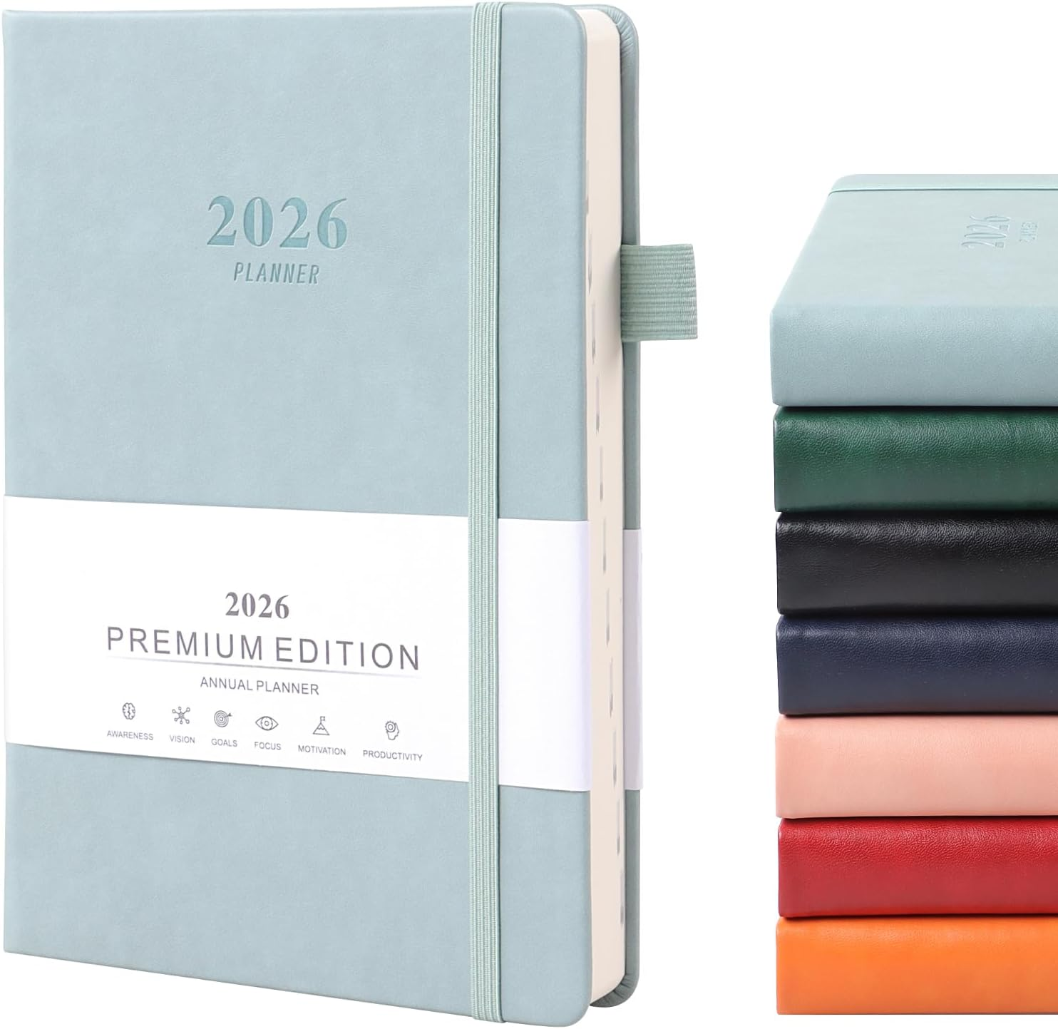 2026 Academic Diary - Daily Planner A5 Diary, Day per Page,Leather Academic Year Diaries from Jan to Dec, Self-Care 2026 Journal Notebook, Monthly Planner with Pen Loop (Black)