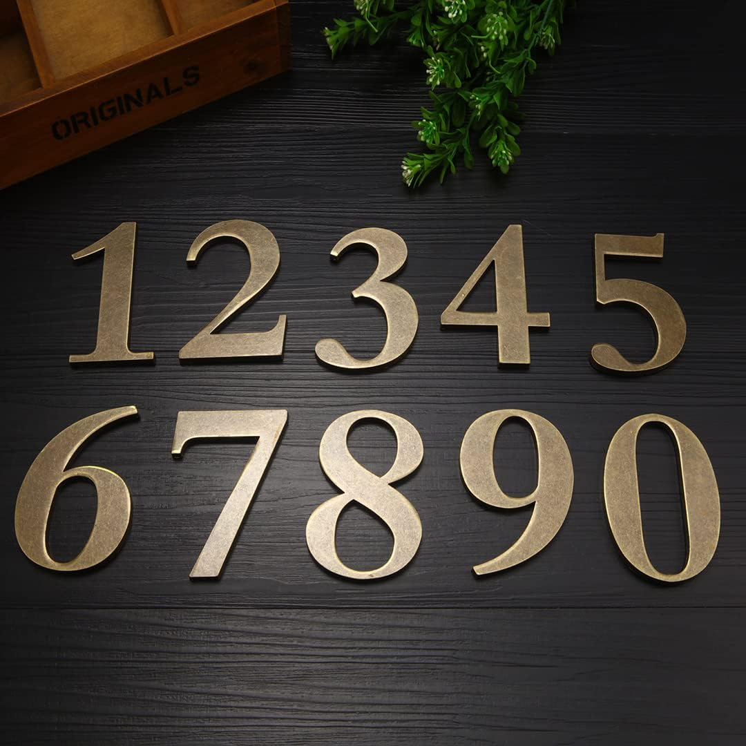 Zayookey Metal House Number Antique 4 Inches (10 Cm) Modern Self-Adhesive Door Numbers House Address Numbers Plaque Street Metal House Number (Door Number 2) - Door Number 0 image number 7