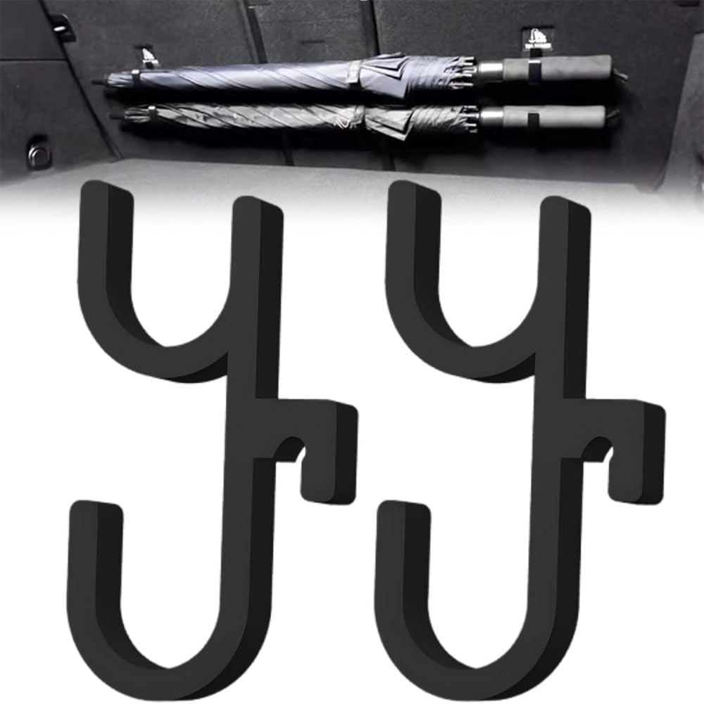 Leanockesa 2 Pack Car Umbrella Hooks,Heavy Duty Multi Purpose Hanging Hooks for Umbrella, Handbag,More Space Saving, Seat, Trunk Organizer, for Car, Boat, Stroller, Golf Cart Accessories
