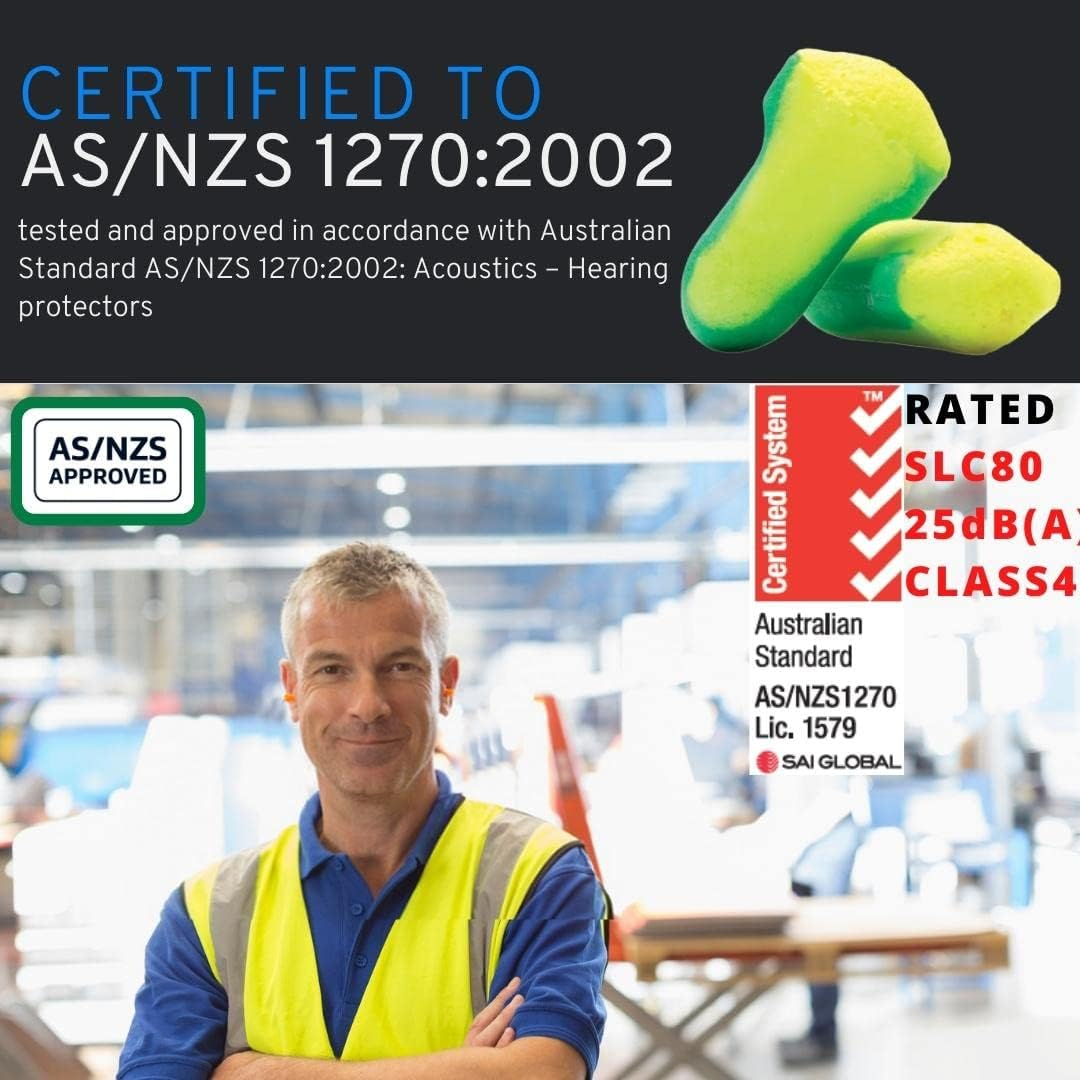 Prosafe Soft Earplugs Foam for Sleeping Travel Safety Study Noise Polyurethane Disposable Uncorded Box of 200-Pairs Class 4 Certified image number 4