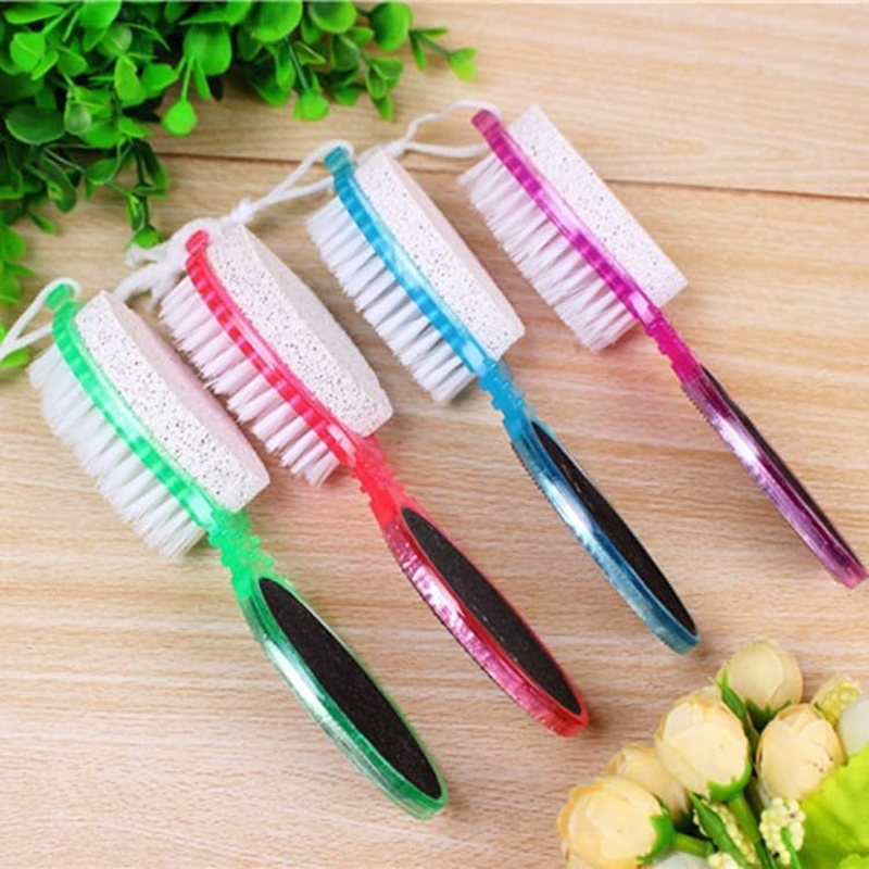 4 in 1 Pedicure Tool Foot Scrubber Brush Foot File Removers with Foot Rasp Pumice Stone Brush Nail Cleaning Brush Dead Skin Remover for Dry and Wet Foot Care (Red, 24.5X7.5X4.5Cm) image number 4