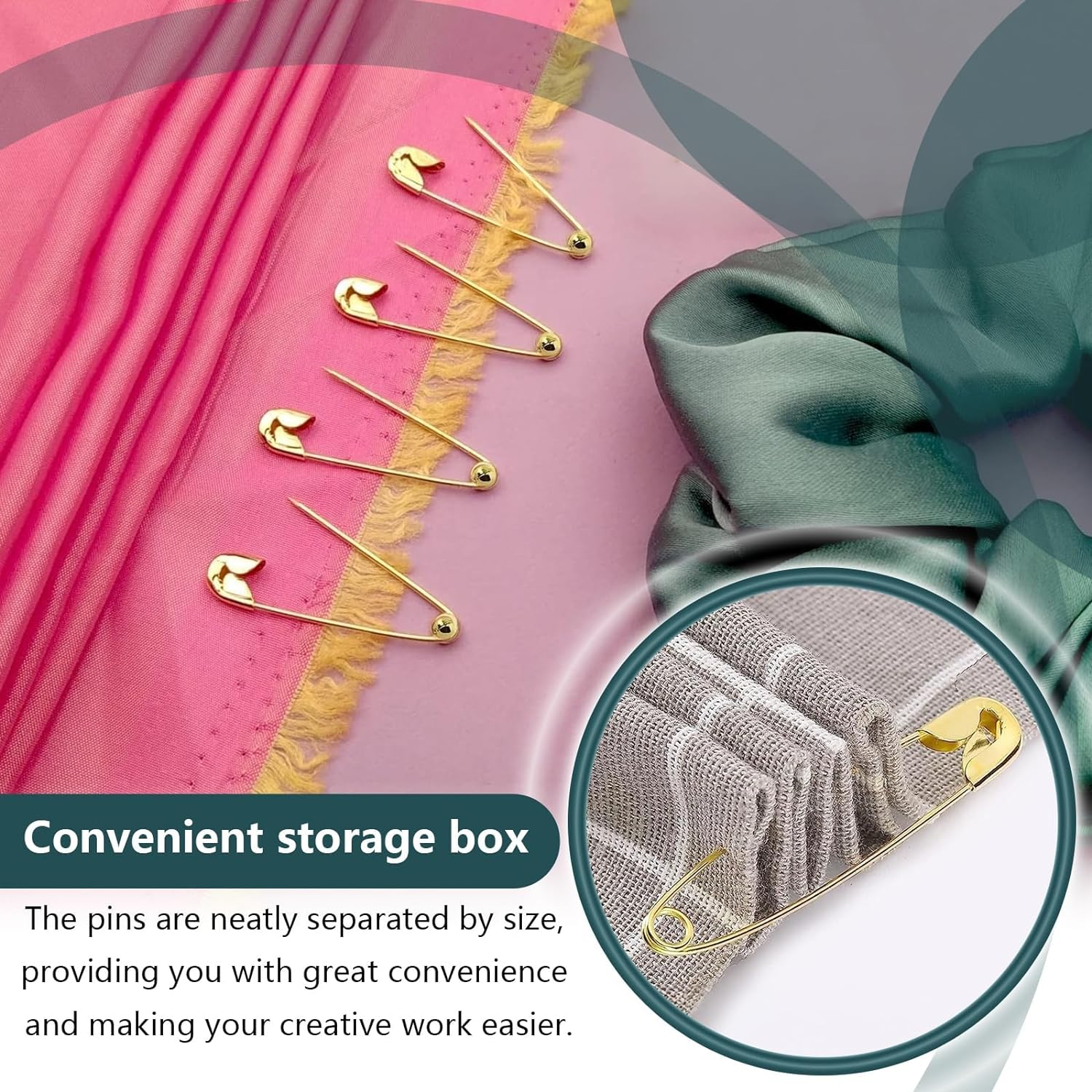 Safety Pins, 50Pcs Large Size Safety Pins Pack, 45Mm/1.7Inch Strong and Heavy Duty Nickel Plated Safety Pin for Clothes, Leather, Canvas, Blankets (Gold) image number 4