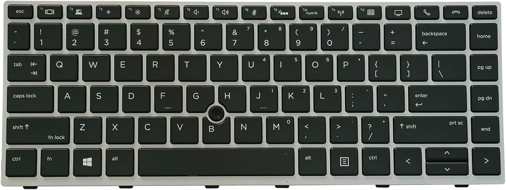 AUTENS Replacement US Keyboard for HP Elitebook 840 G5 / 840 G6 / 745 G5 / 745 G6 Laptop Silver Frame Backlight image number 1