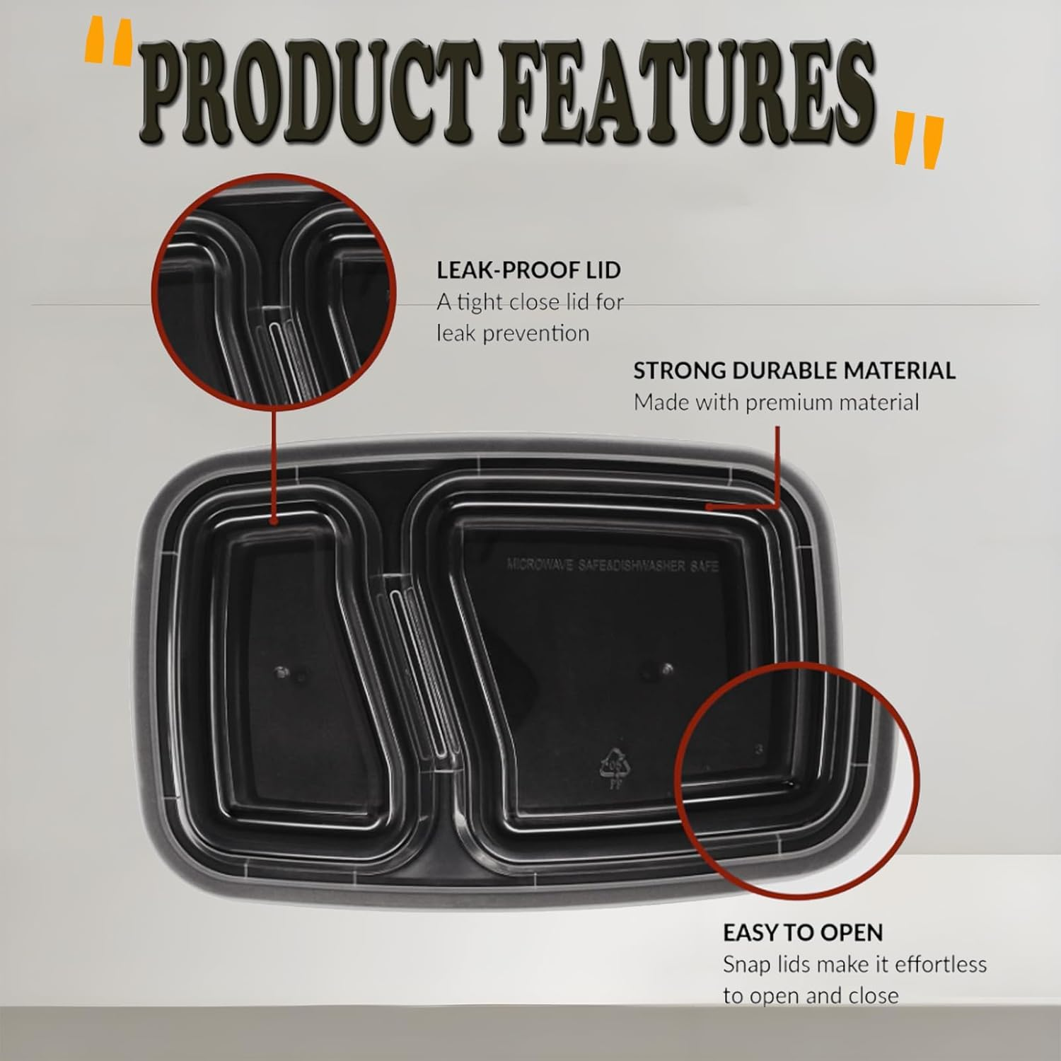 50 Pack 32OZ Meal Prep Containers Reusable 2 Compartment Food Storage,Extra Large &Thick Food Storage Containers with Lids,Durable Bento Boxes Bpa-Free, Stackable,Microwave,Dishwasher/Freezer Safe image number 5