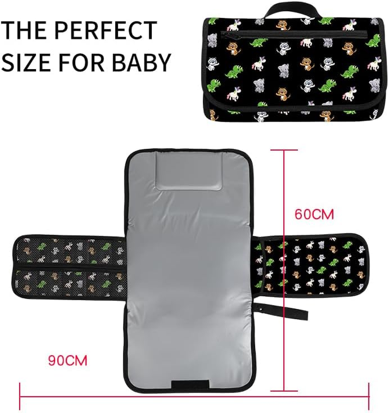 Changing Pad and Nappy Bag Set - Easy to Use - Sleek Waterproof Design - Fits in Back Packs, Prams Etc Easily - Portable Newborn Baby Care Essentials (Black) - Black image number 3