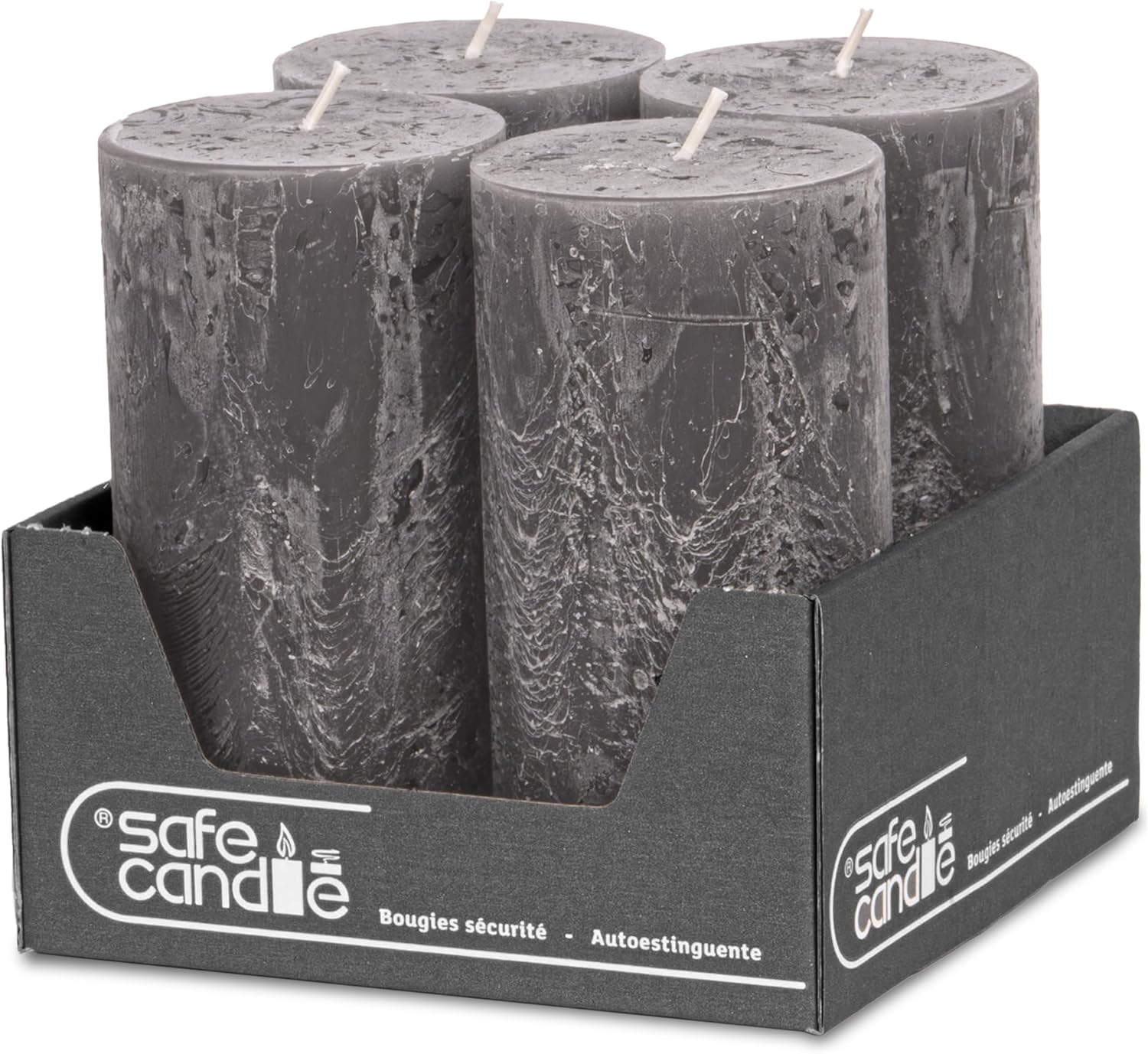 Rustic Pillar Candles, Set of 4, 140 X 70 Mm, Self-Extinguishing Safe Candle, Coloured RAL Certified, Burning Time Approx. 69 Hours, Made in Germany, Rustic Decorative Candles (Antique Pink)