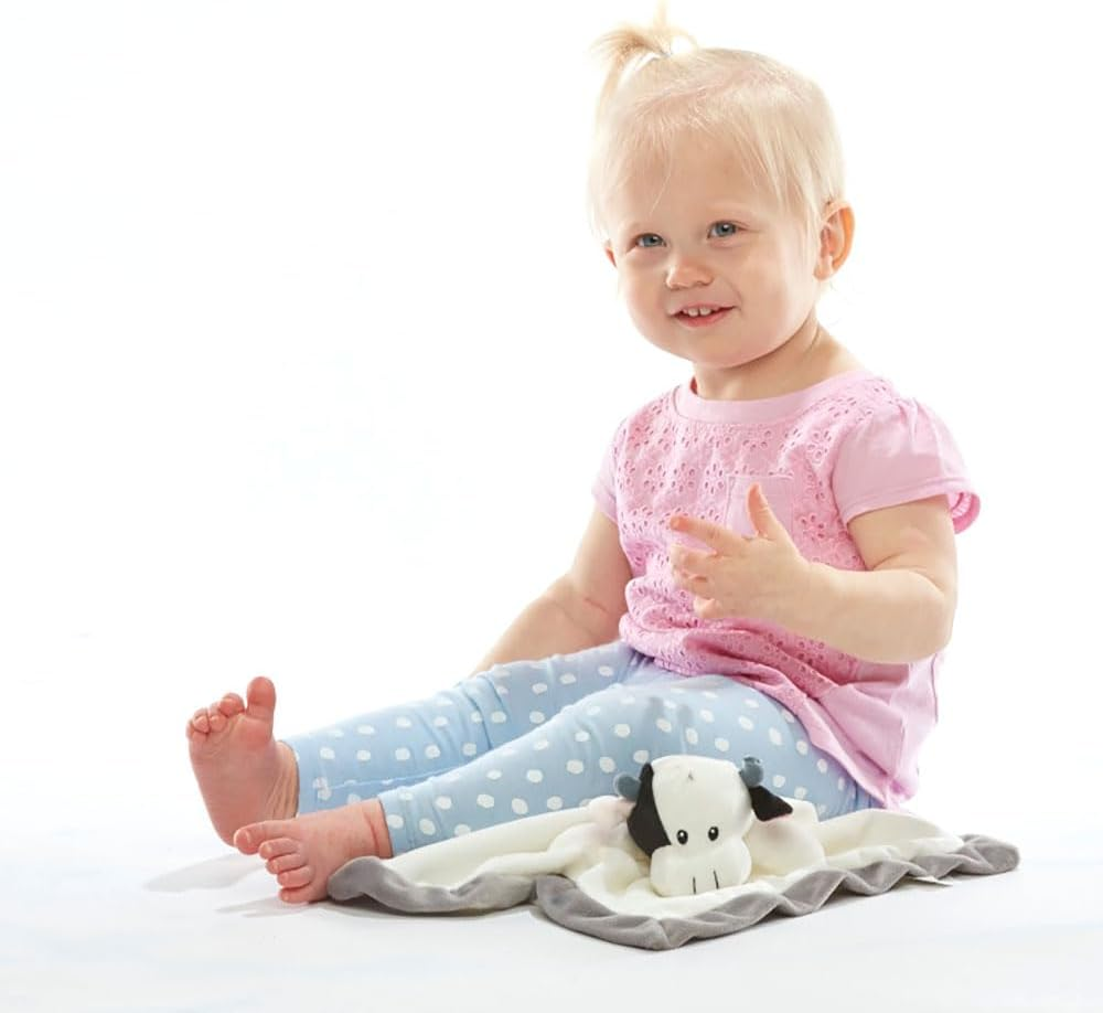 Lovey Security Blanket 12 Inch Square Stuffed Animal Baby Blankie for Girls or Boys (Cow) By image number 4