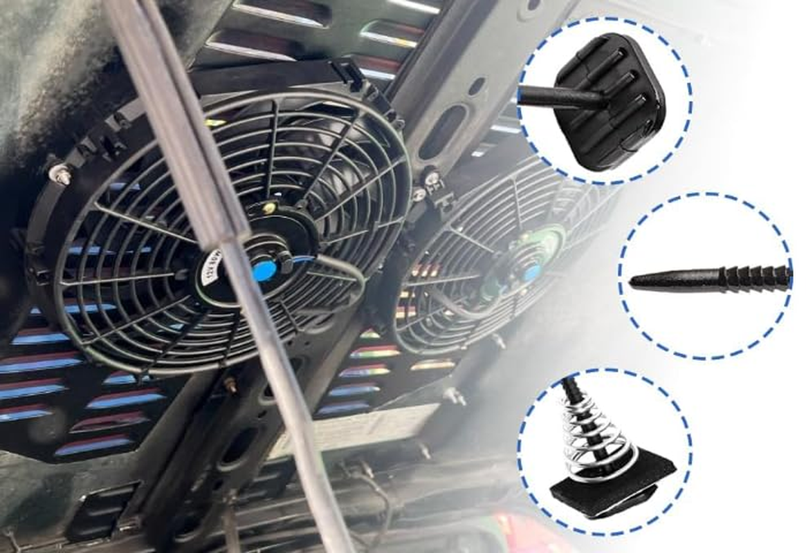 Electric Radiator Fan Mounting Kit, 2 Sets 40 Pcs Car Electrical Radiator Cooling Fan Mount Kit, Electric Cooling Radiator Fan Parts for Auto Modification