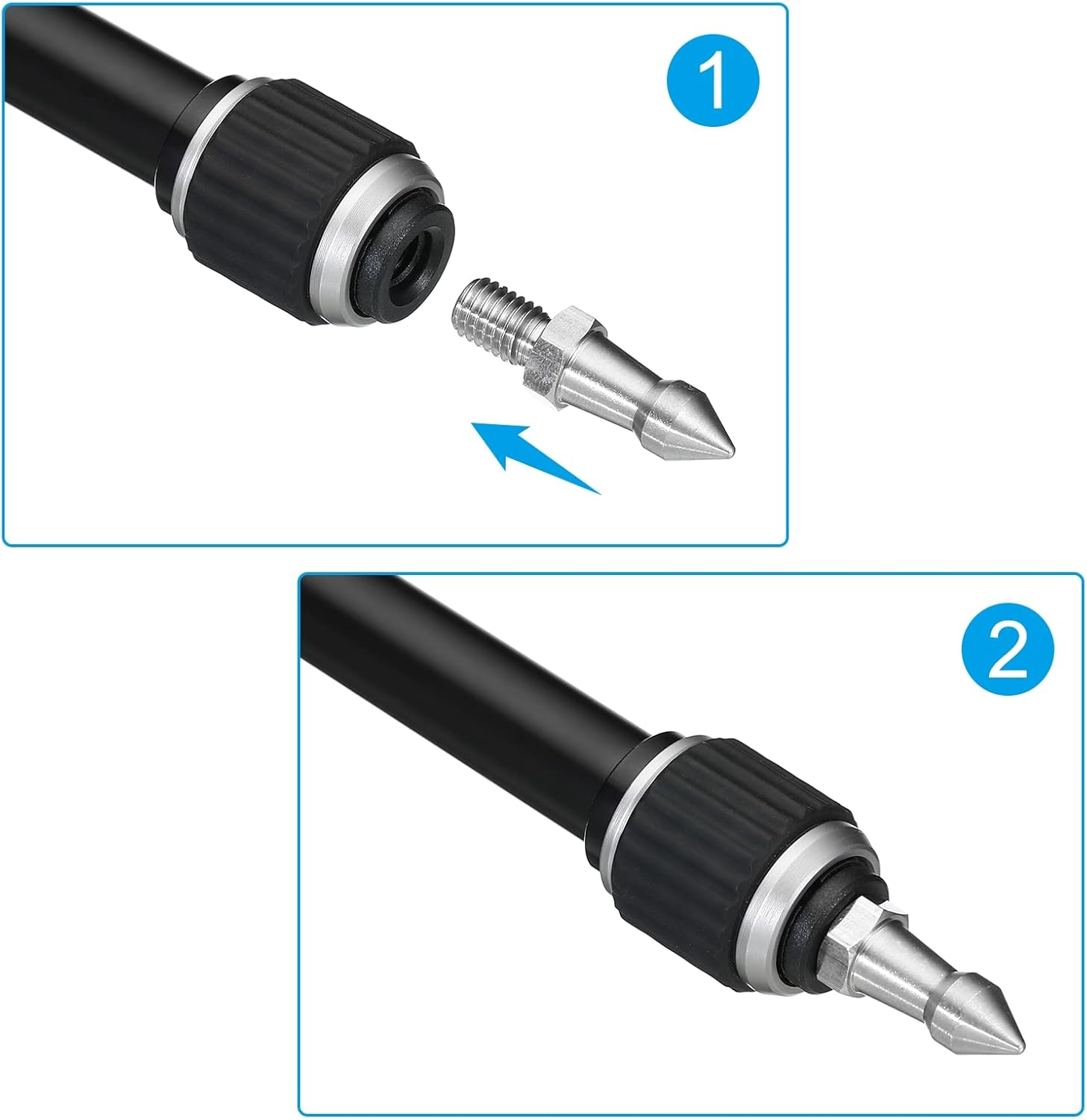 Uxcell 1/4 Inch Thread Tripod Spike, 6 Pack Camera Tripod Ground Spike Screw Stainless Steel Spike Mount Adapter for Monopod Style 2, Silver image number 4