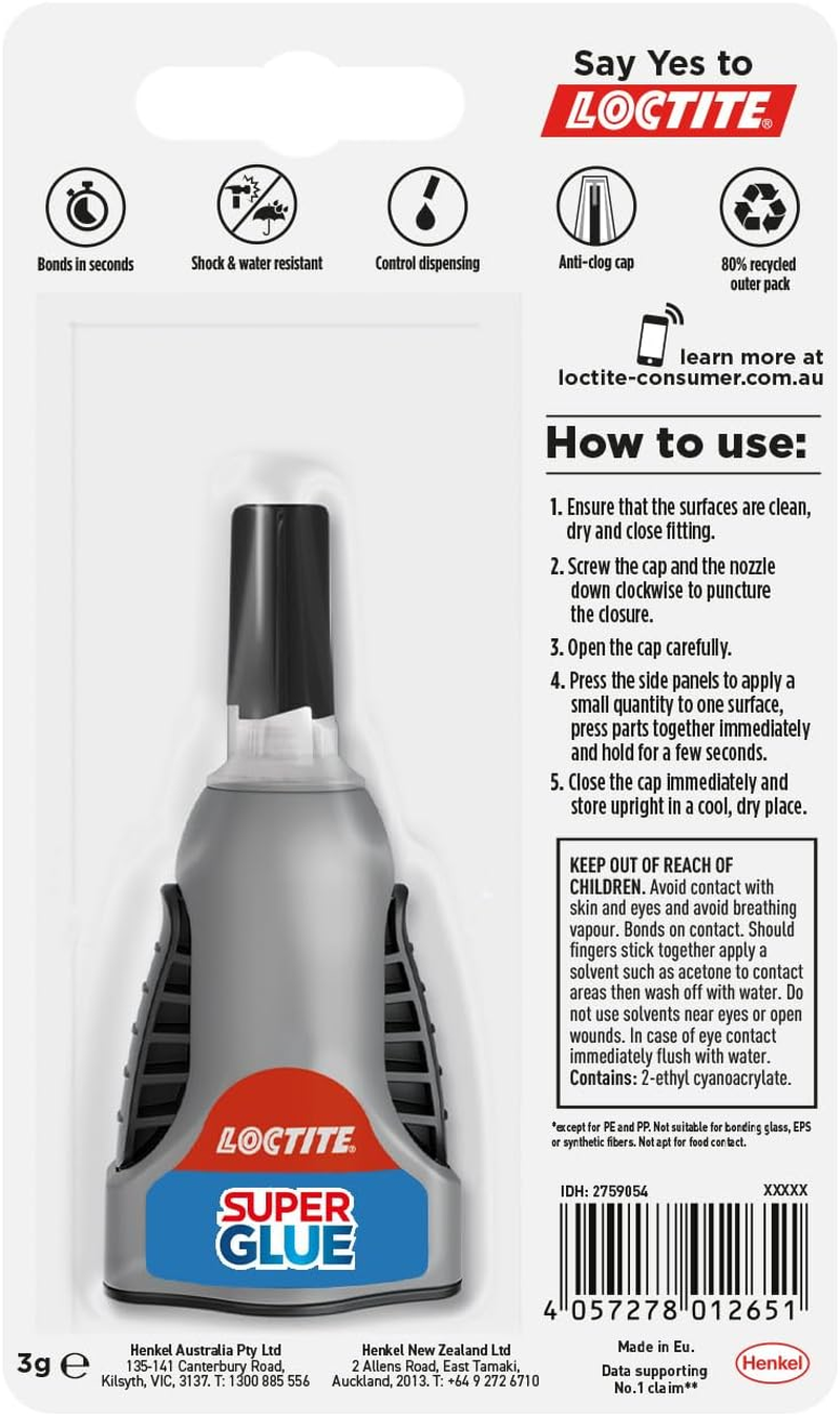 Loctite Super Glue Control, Strong Superglue with Shock- and Dishwasher-Proof for Multi-Applications, Clear Glue Precision Application with Control Bottle image number 1