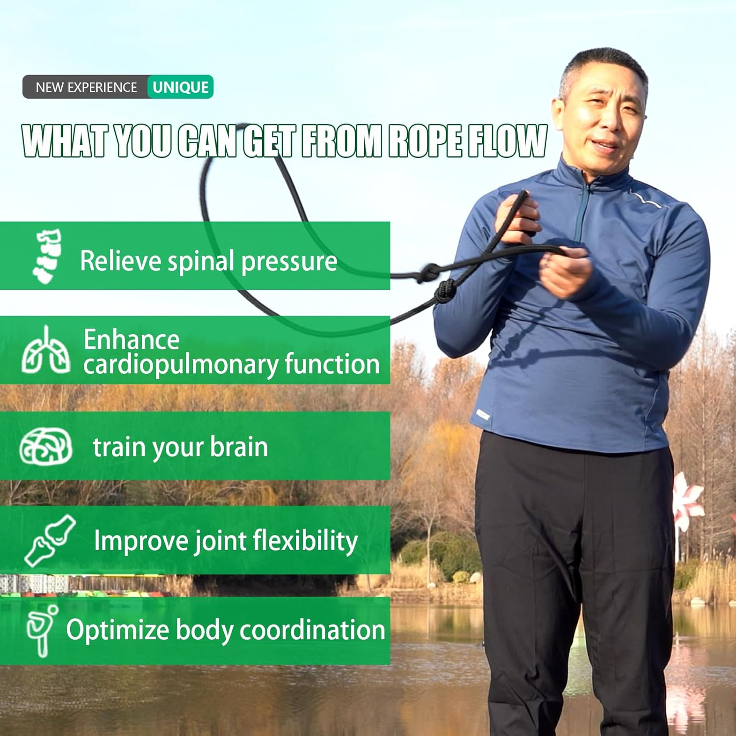 Flow Rope Exercise Jump Ropes for Home Gym Cardio Core Stability Body Coordination Weighted Jump Rope for Freestyle Skipping & Jumping Helps Upper Body Fitness for Boxing & HIIT Beginner image number 5