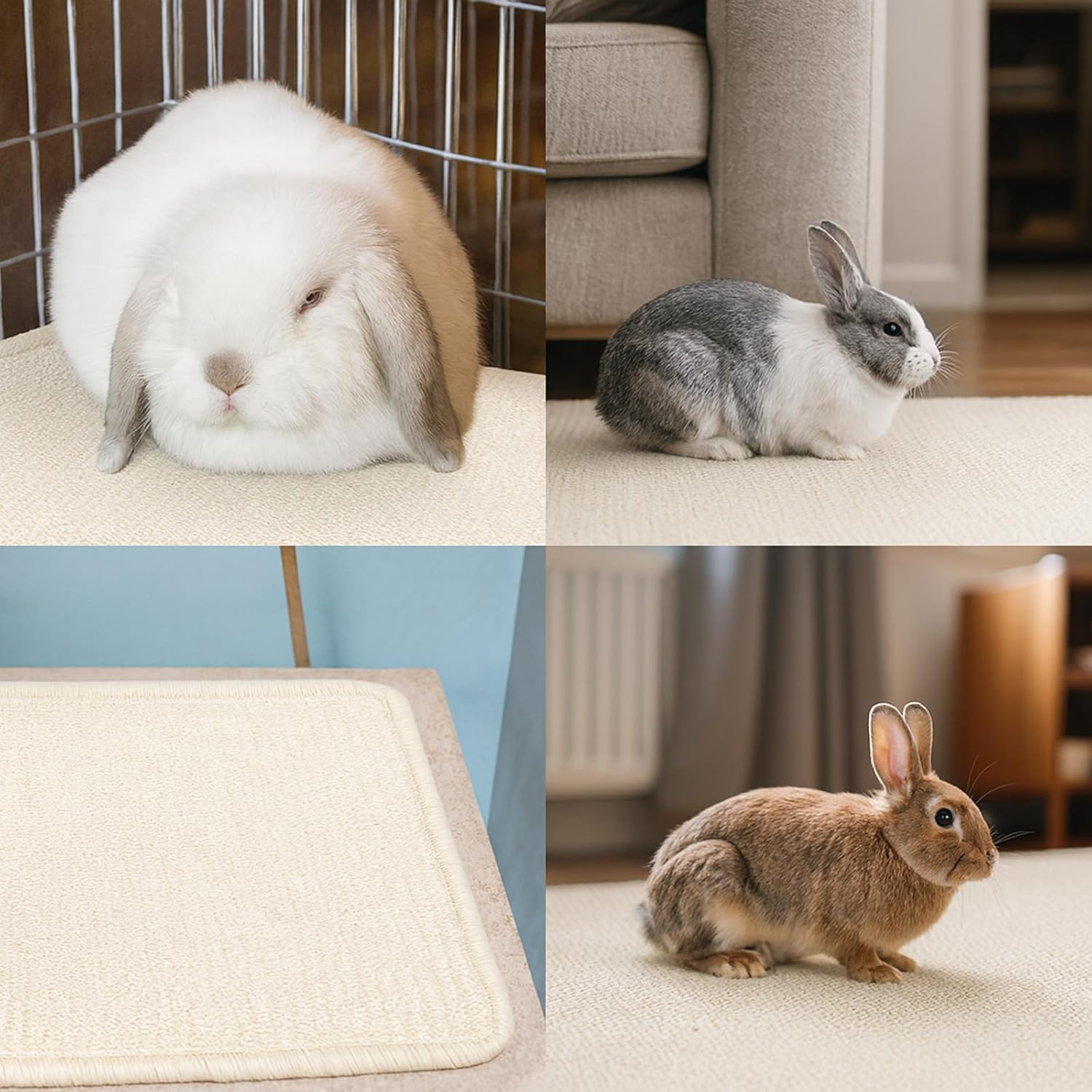 2Pcs Rabbit Scratching Pad, 40X30Cm/16X12In Sisal Bunny Scratching Mad Chew-Resistant Small Animal Bedding for Pet Chew Sleeping Nesting image number 1