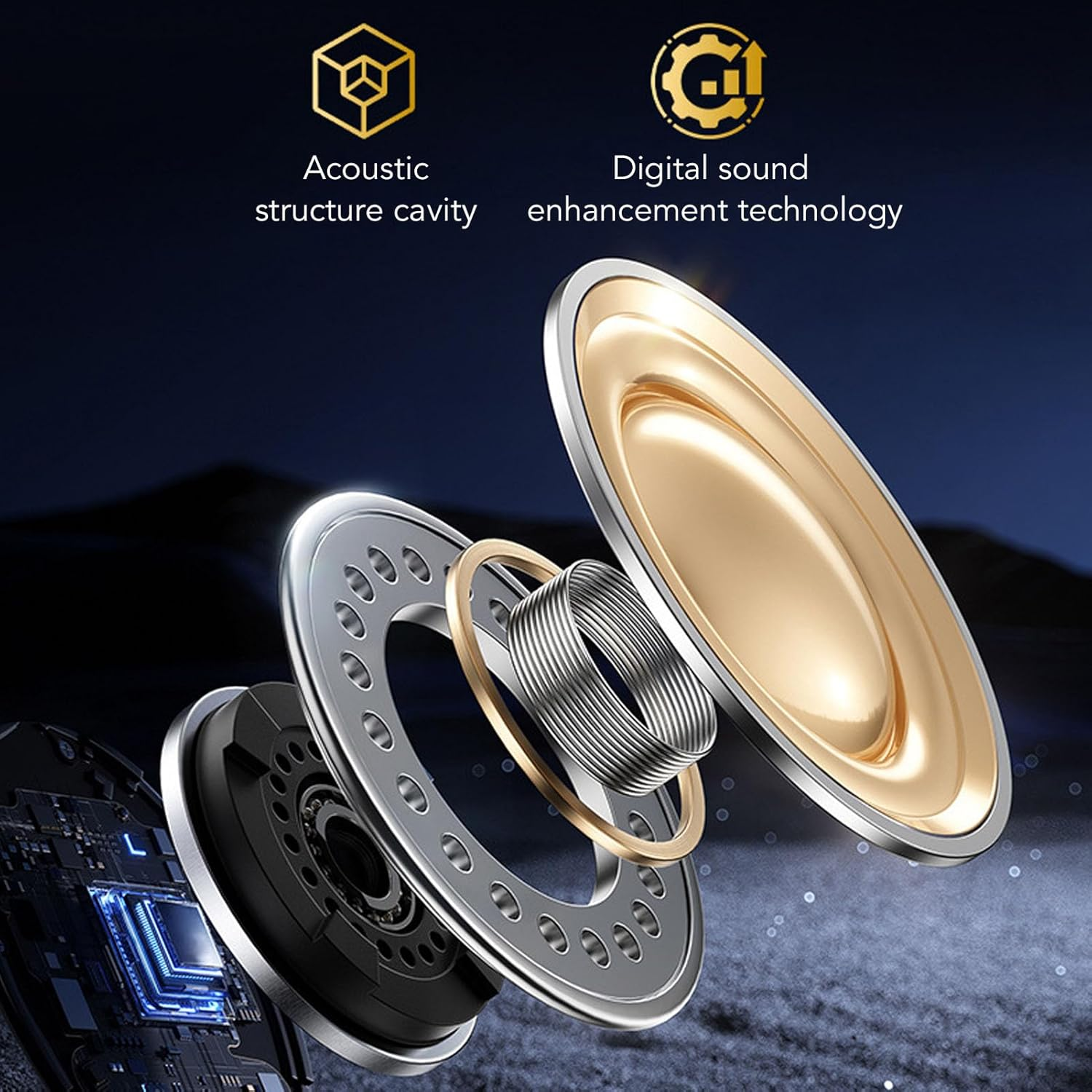 Diyeeni Earbuds, Noise Cancelling Wireless Earbuds with Dual Mic, 5.4 Chip Digital Display for Game Sound Visual Synchronization