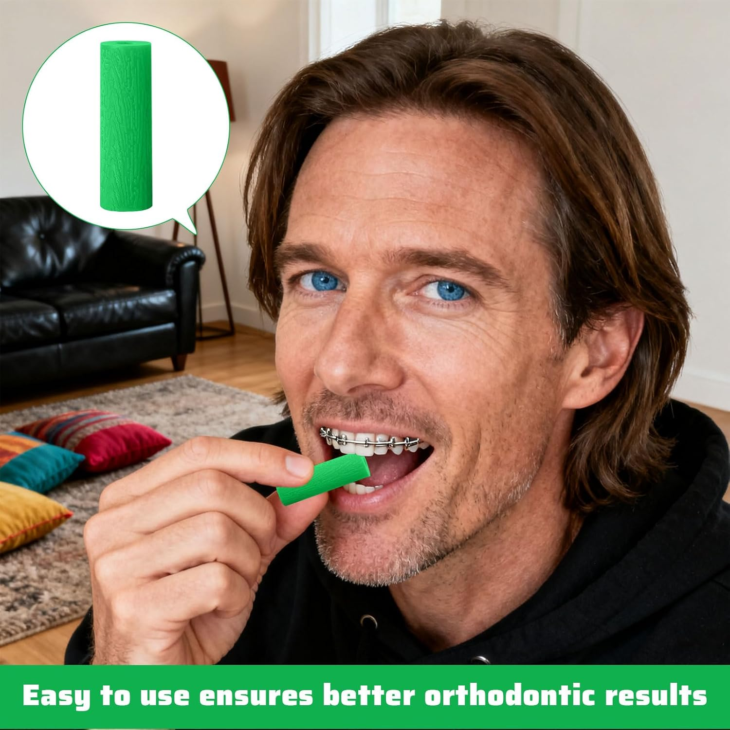 Aligner Chewies, 12Pcs Orthodontic Chewies, Aligner Chompers, Silicone Orthodontic Chompers, Aligner Trays Seaters Chewies, Dental Chewies, Retainer Chew, Compatible with Invisalign Chewies (Green) image number 1