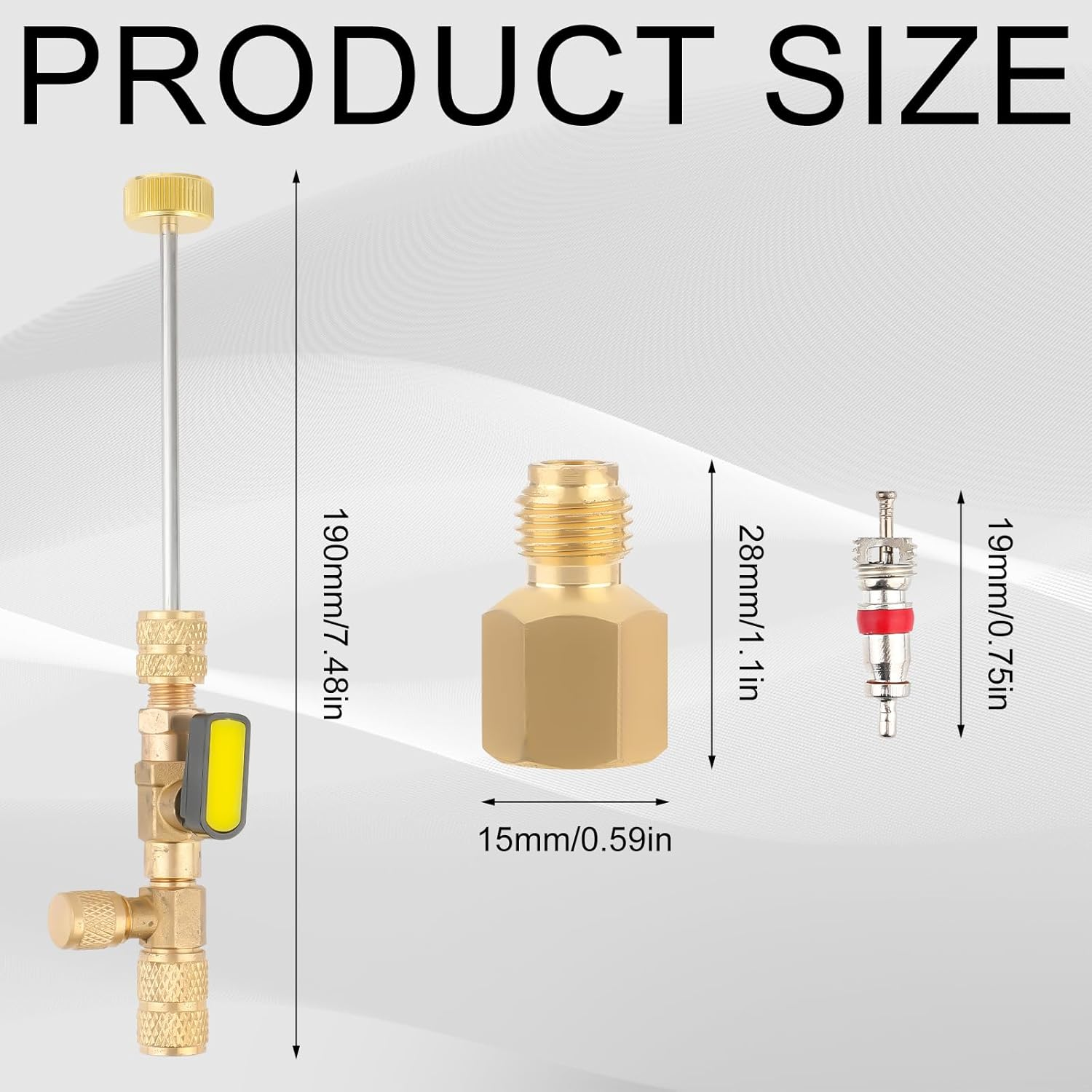Gosknor Valve Core Remover Installer Tool, with Dual Size SAE 1/4 and 5/16 Port Brass Adapter Schrader Valve Tool HVAC Valve Core Removal Tool with 20Pcs Valve Cores for R22 R410A Refrigerant Systems image number 4