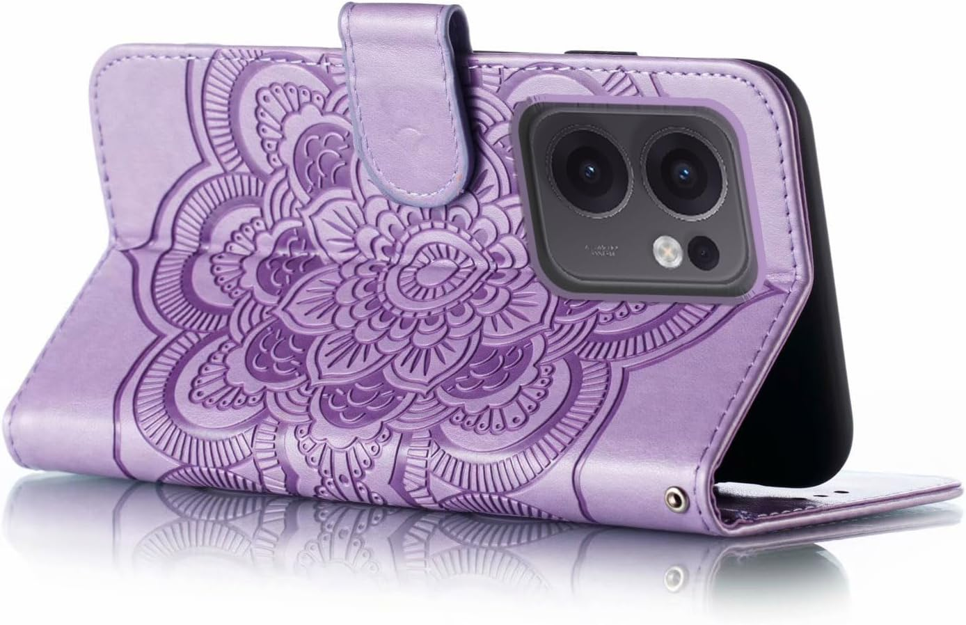 Shingtomua for Oppo Reno13 F Case Wallet with Card Holder Kickstand Magnetic Soft Leather Flip Fold Case for Oppo Reno 13F Cover (Purple) - Blue image number 4