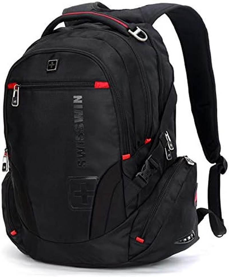 SWISSWIN Swiss Waterproof Business Backpack Travel Backpack College School Backpack Casual Daypack Daily Shoulder Bag SW8118 Black 17 Inch Laptop Notebook Backpack for Men Womens Boys Girls image number 6