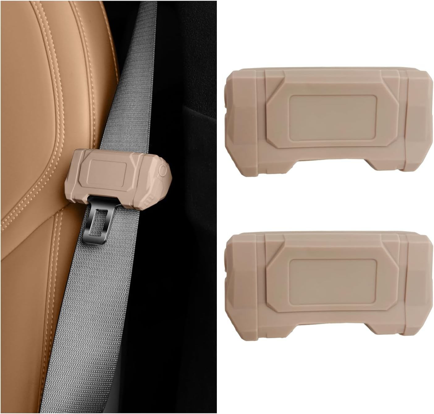 Sylvil 2 PCS Car Seat Belt Buckle Covers, Anti-Scratch Silicon Seat Belt Buckle Protector for Car Safety, Automotive Seat Belt Clips Cover for Van Truck, Interior Car Accessories (White)