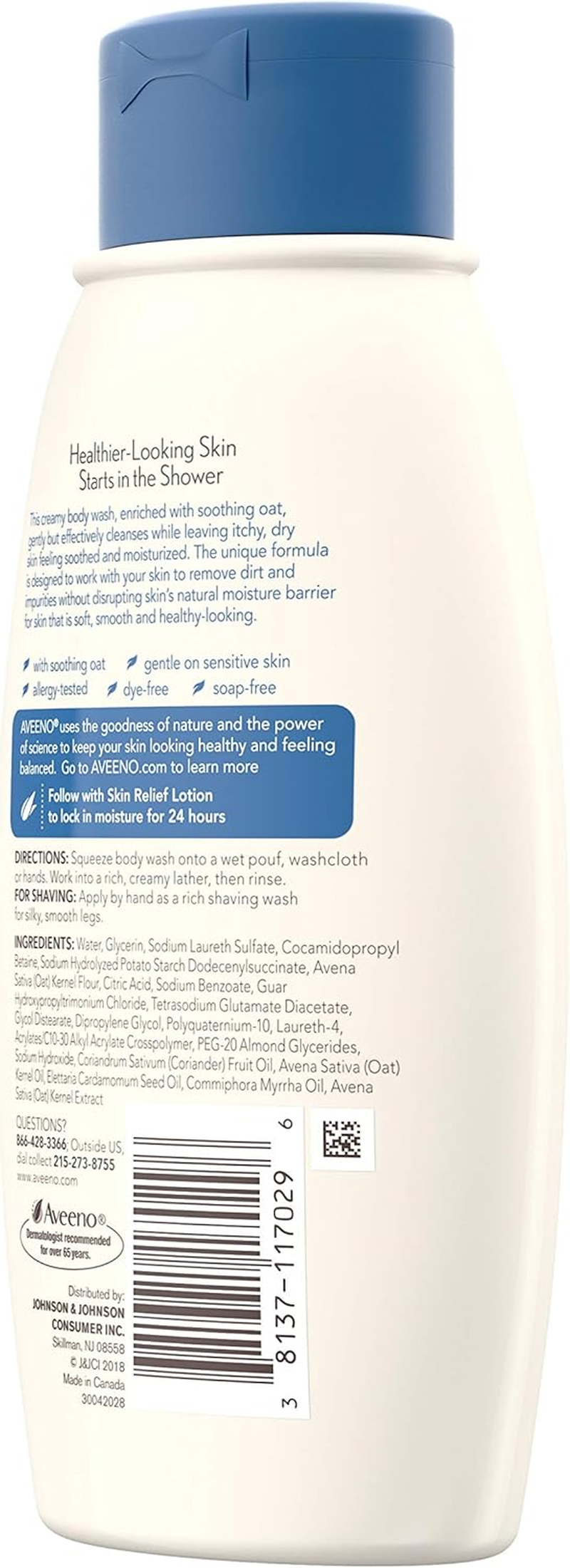 Aveeno Active Naturals - Skin Relief Body Wash - Fragrance Free - Net Wt. 12 FL OZ (354 Ml) per Bottle - Pack of 2 Bottles