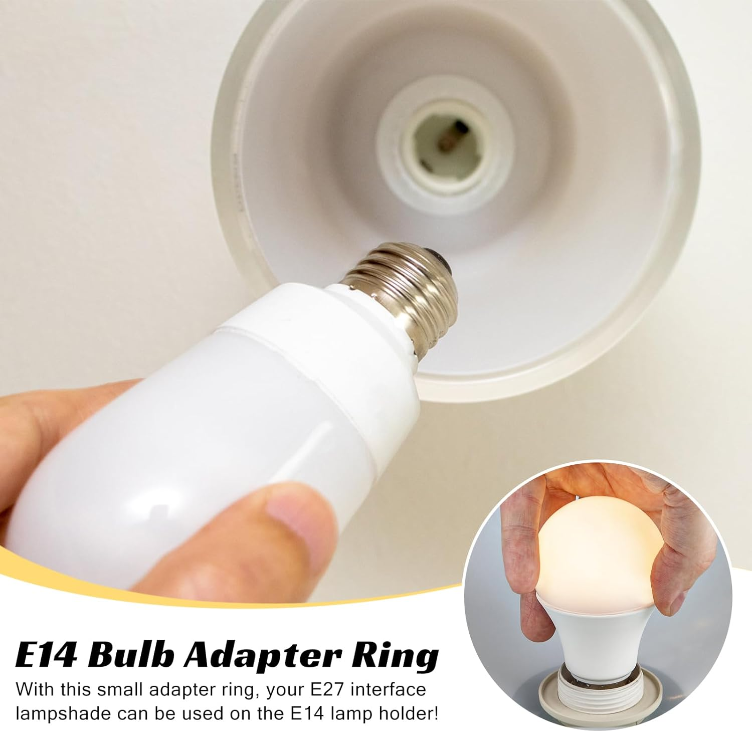 Lampshade Ring Converter, 8 Pieces E27 to E14 Lampshade Reducing Ring Adapter, Lamp Ring Reducing Ring for Fitting Screw Lampshades to Bayonet (White) image number 4