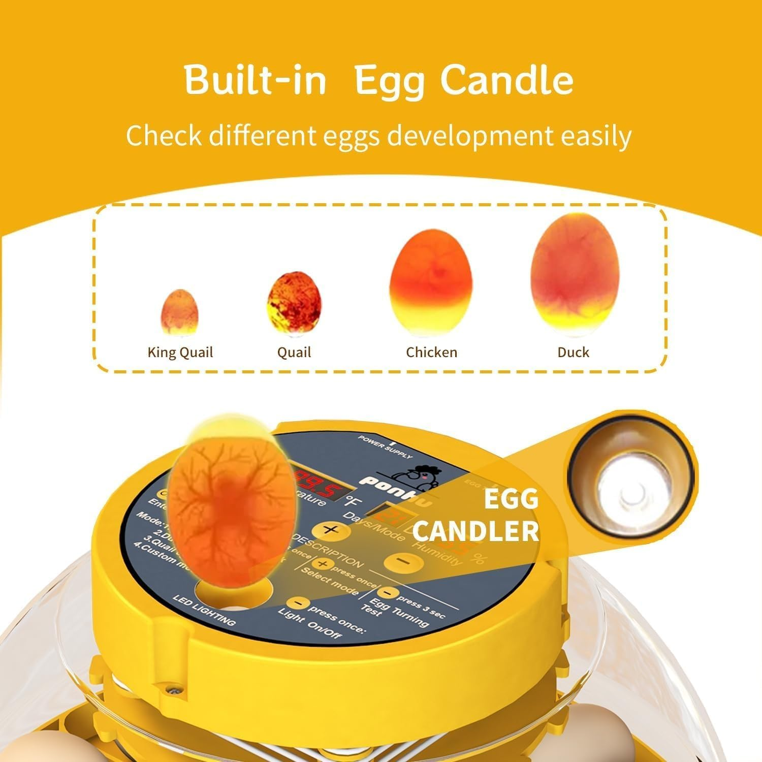 16 Egg Incubator with Automatic Egg Turning and Humidity Control,Incubators for Hatching Eggs,Incubator for Chicken Eggs,Duck,Quail, Pigeon image number 1