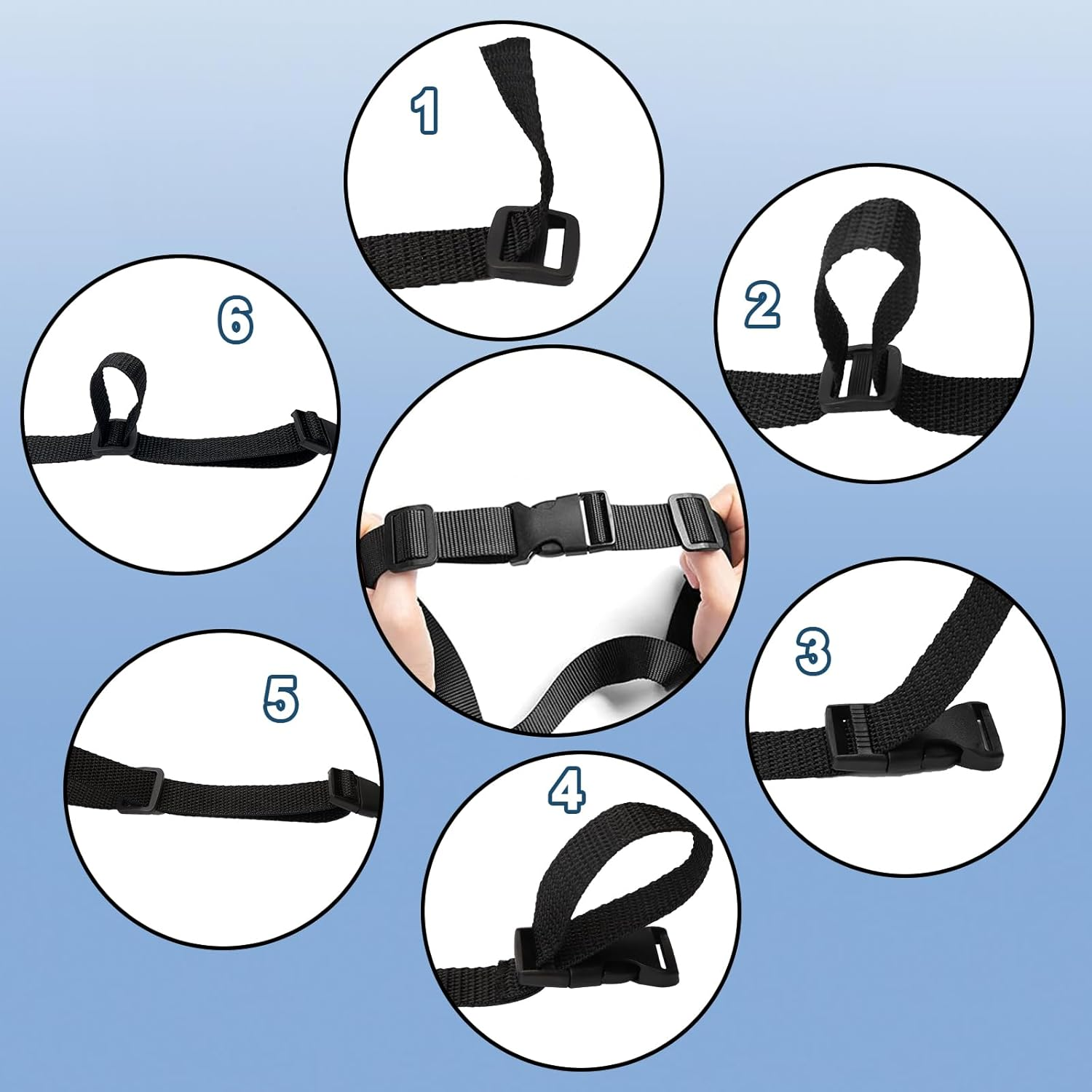 10M Nylon Webbing Strap with 20 Pairs of Buckles, 20Mm Black Nylon Strap with Quick Release for Backpack Luggage Strap Dog Collar image number 3