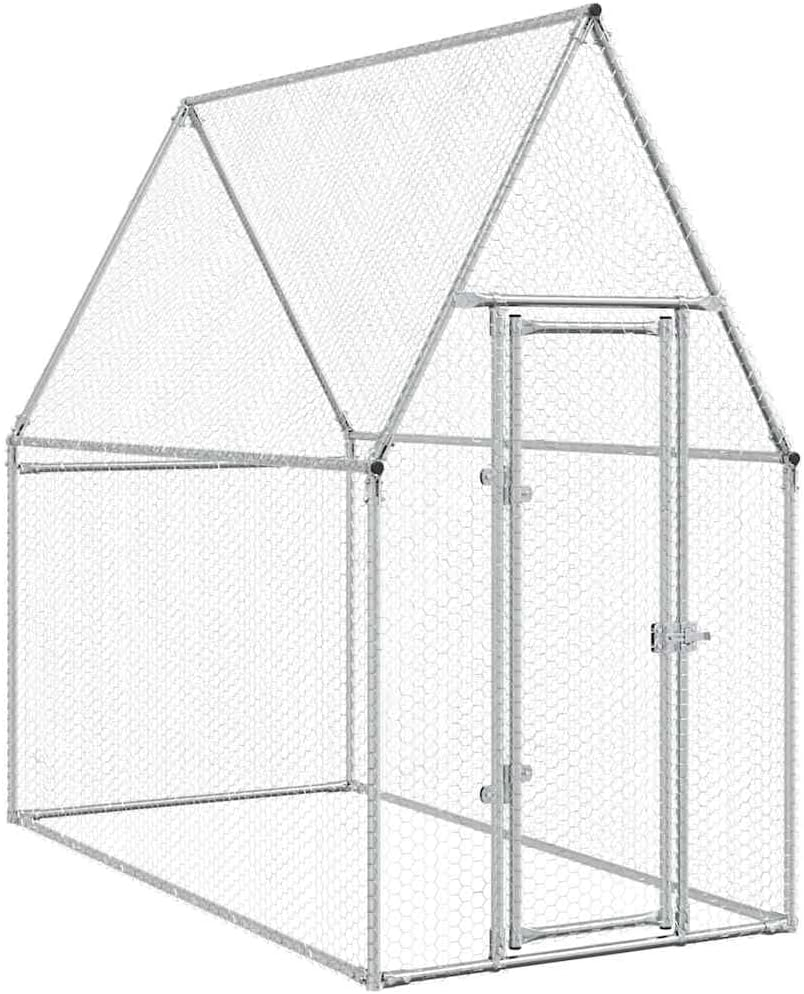 Vidaxl Chicken Cage - Galvanized Steel Hen House/Poultry Coop - 200X100X190 Cm - Outdoor Enclosure for Chickens, Ducks, Small Animals image number 1