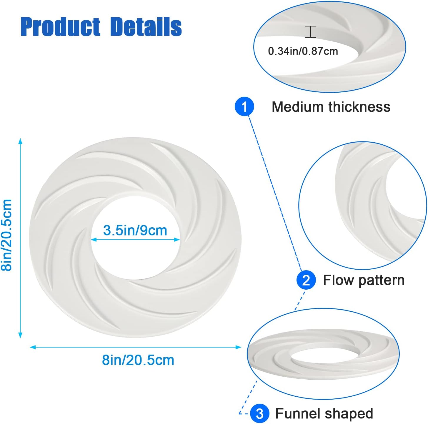 TOYMIS Pool Skimmer Swirl, Inground Swimming Pool Vortexs Skimmer Functional Streamline Designed for 8'' Skimmers Basket for Swimming Season Pool Cleaning Pool Skimmer Accessory image number 4