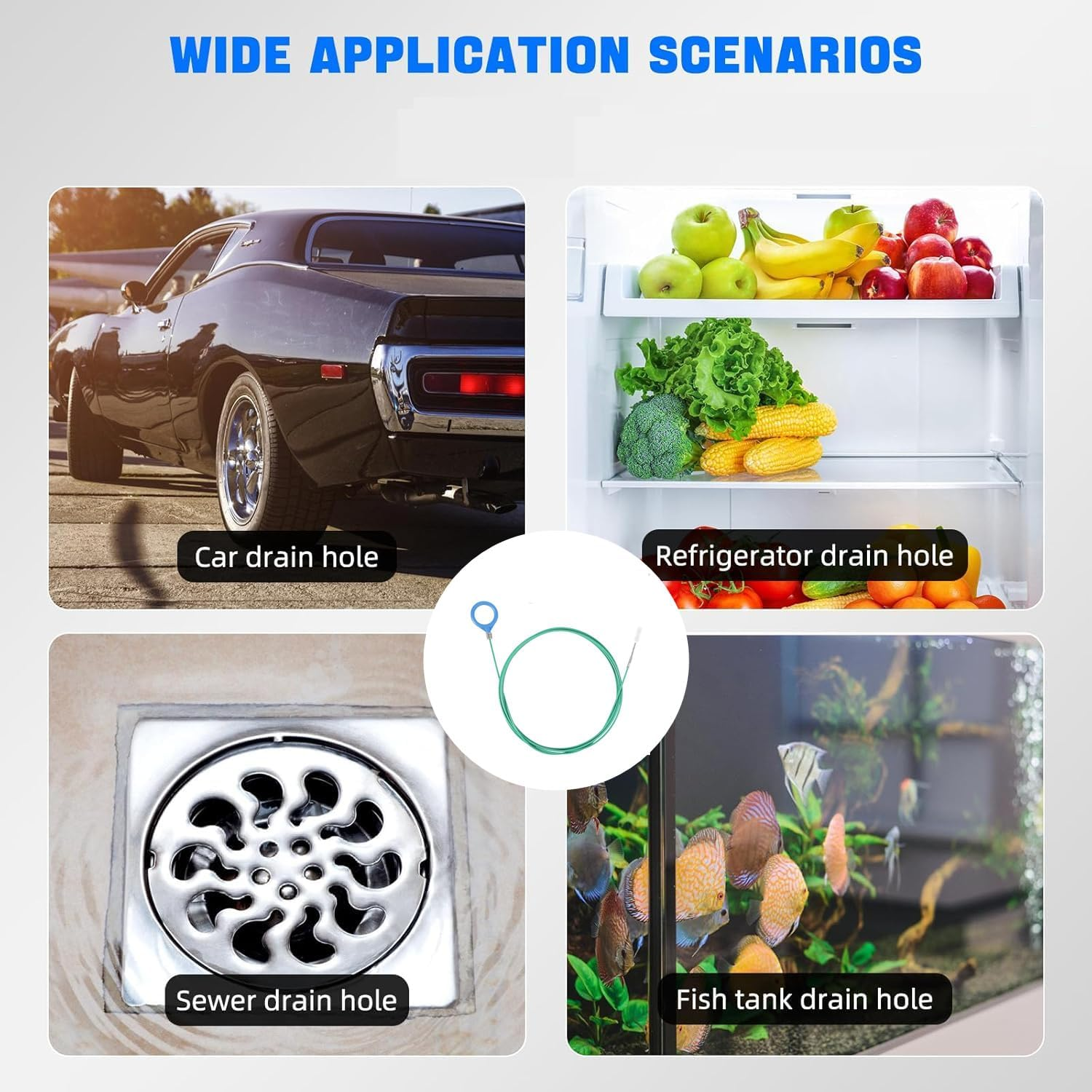 2Pcs 3M Long Drain Unblocker Wire Refrigerator Cleaning Brush,Car Sunroof Air Conditioner Tube Slim Drain Hole Cleaning Tool image number 4