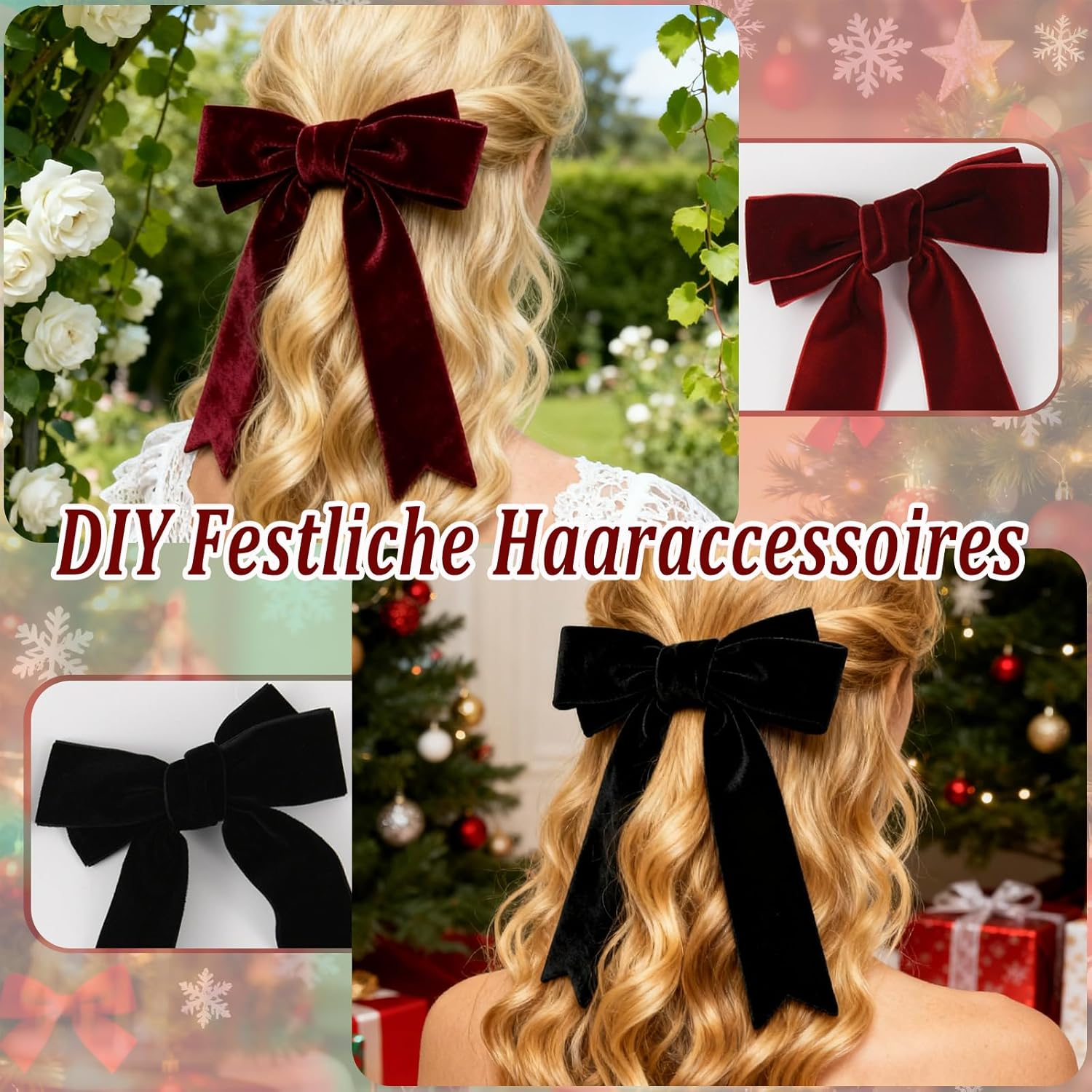 Bow Hair Clip Velvet Hair Bow Clips, French Hair Clips with Large Bow Hair Accessories for Women and Girls Fashishengdankuan image number 2