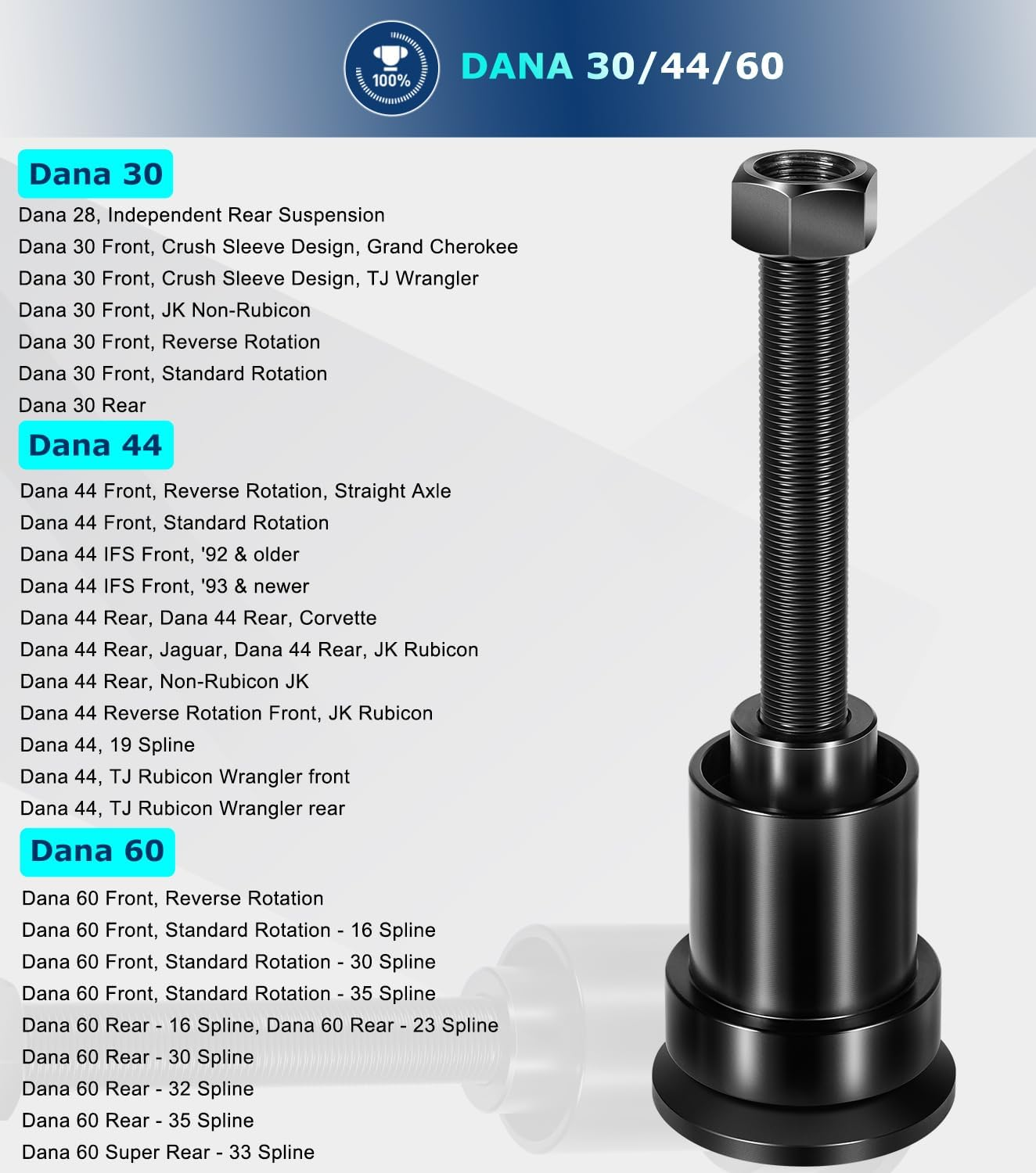 YT SA-01 Front Inner Axle Side Seal Installation Tool Alt. for Dana 30/44/60 Front Differentials Fits Jeep Wrangle, Ford, Dodge, Volve and More.