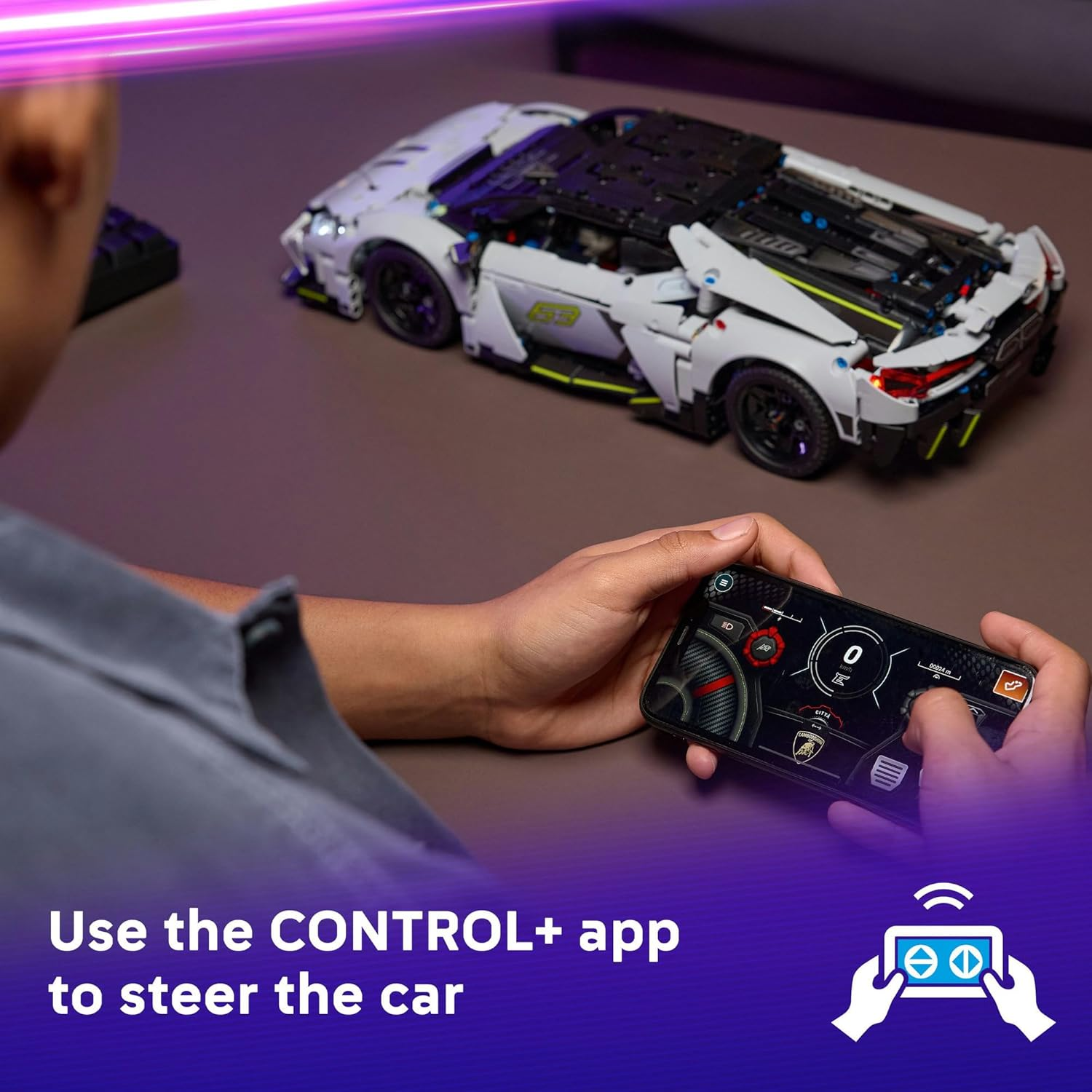 LEGO&reg; Technic Lamborghini Revuelto Super Sports Car Set (1135 Pcs) Remote-Control STEM Building Toy for Kids, Toy for Boys and Girls Aged 10 Years Old and over Who Enjoy RC Model Kits 42214 image number 3