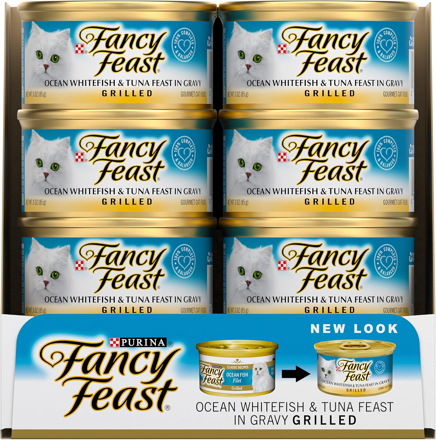 FANCY FEAST Adult Grilled Ocean Whitefish and Tuna in Gravy Wet Cat Food 24X85G image number 5