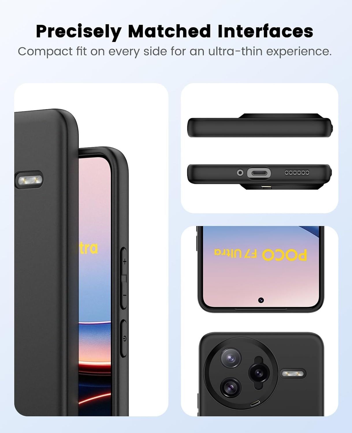 Sineordo Mobile Phone Case for Xiaomi Poco F7 Ultra 5G Case, Protective Case Xiaomi Poco F7 Ultra 5G Ultra Thin Cases Silicone TPU Drop-Proof Soft Case Matte - Black image number 1