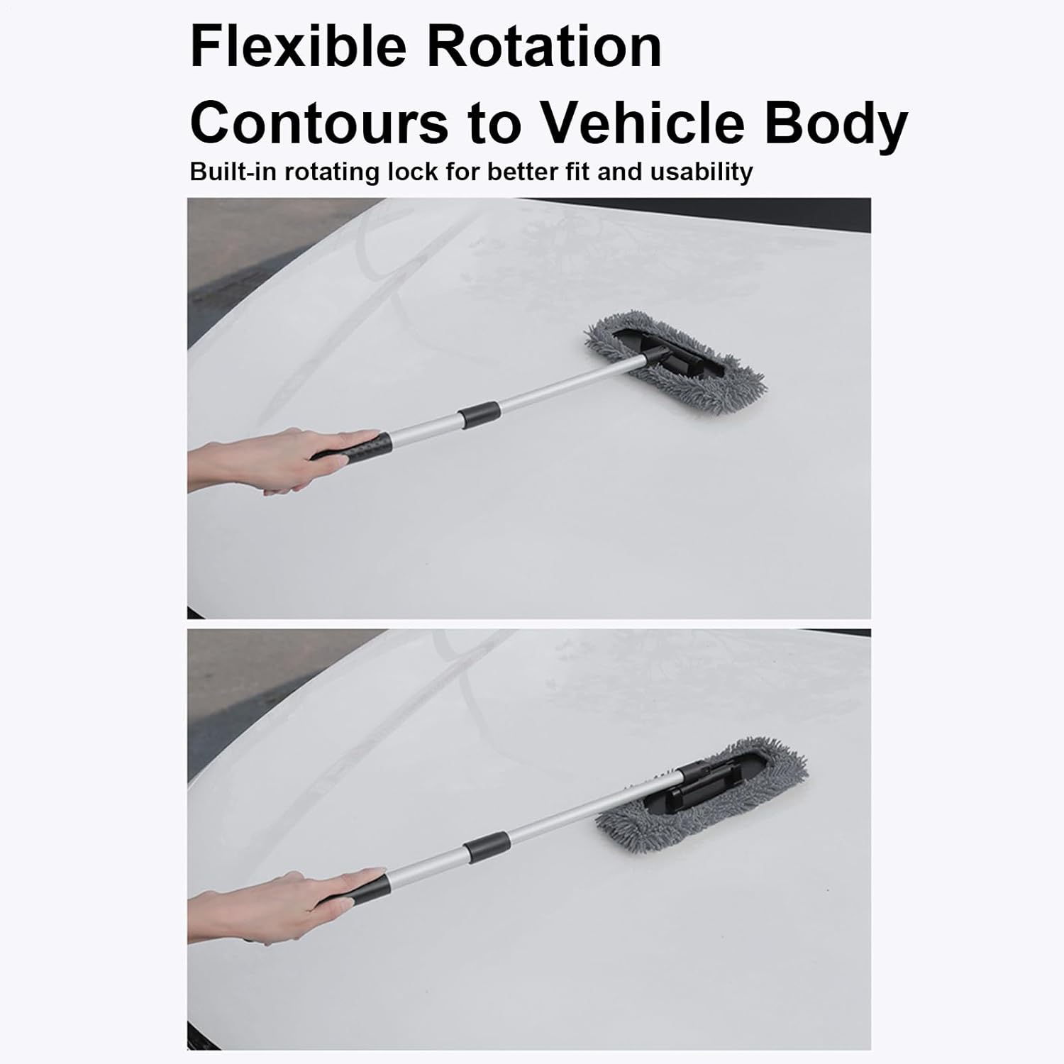 Car Windshield Cleaner Tool - Frost Removal Telescopic | Car Wash Mop | for Floors Truck Automotive Window Cleaning Wash Glass Detailing - Grey image number 4