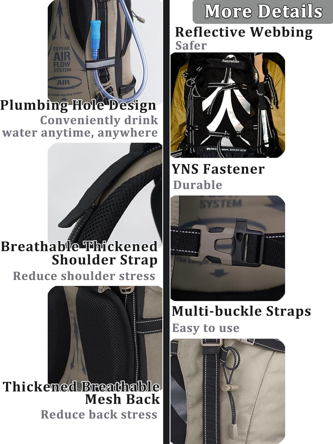 Naturehike 70+5L Lightweight Hiking Backpack, Tear-Resistant Fabrics-Light CR Carrying System-Comfortable Weight-Bearing Lightweight Mountaineering Bag with Rain Cover, Outdoor Daypack for Adults