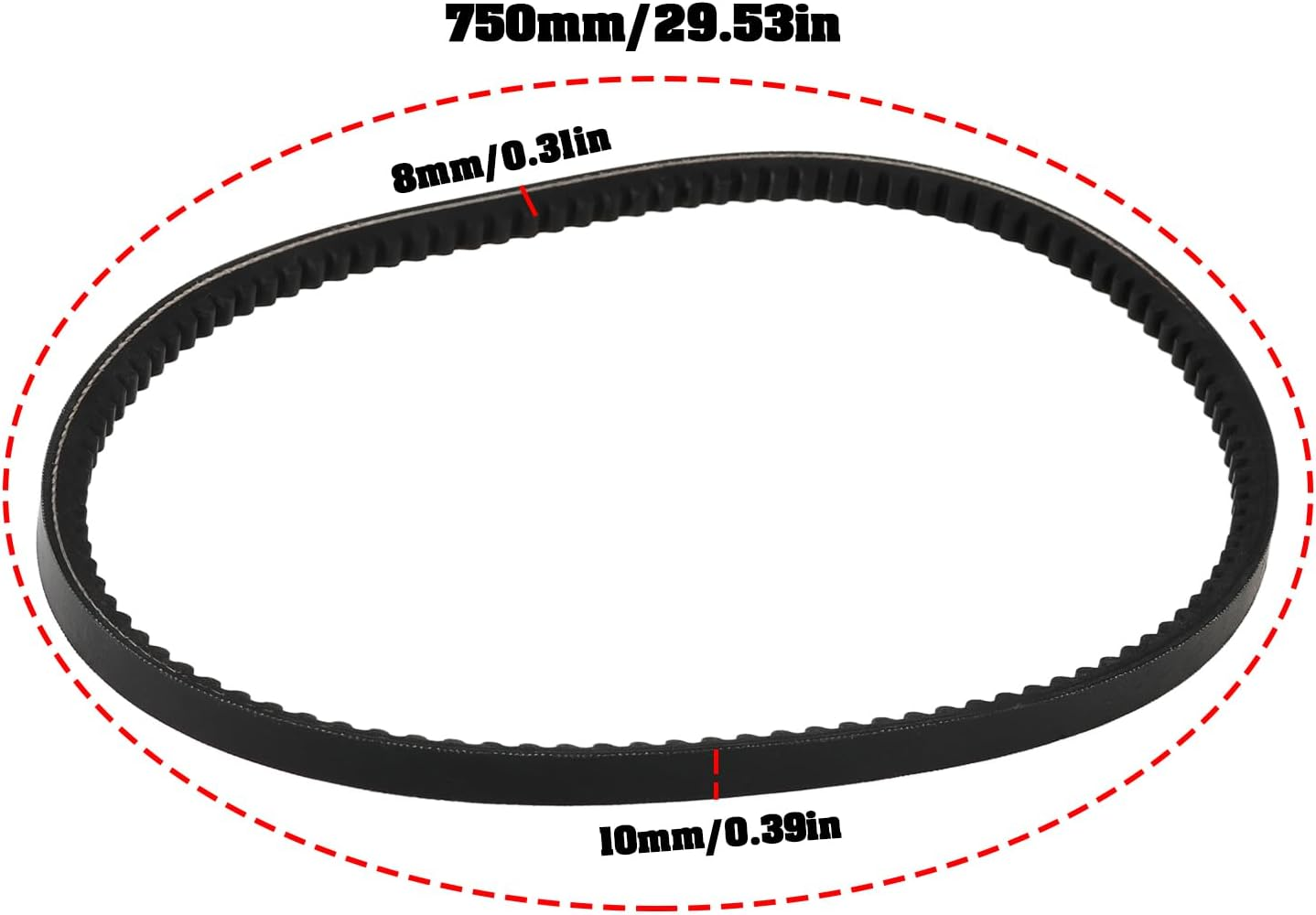 Toothed Drive Belt 941902 L750Xw10Xd8Mm Compatible with QUALCAST XSZ46B -SD Gasoline Lawn Mower Transmission image number 1