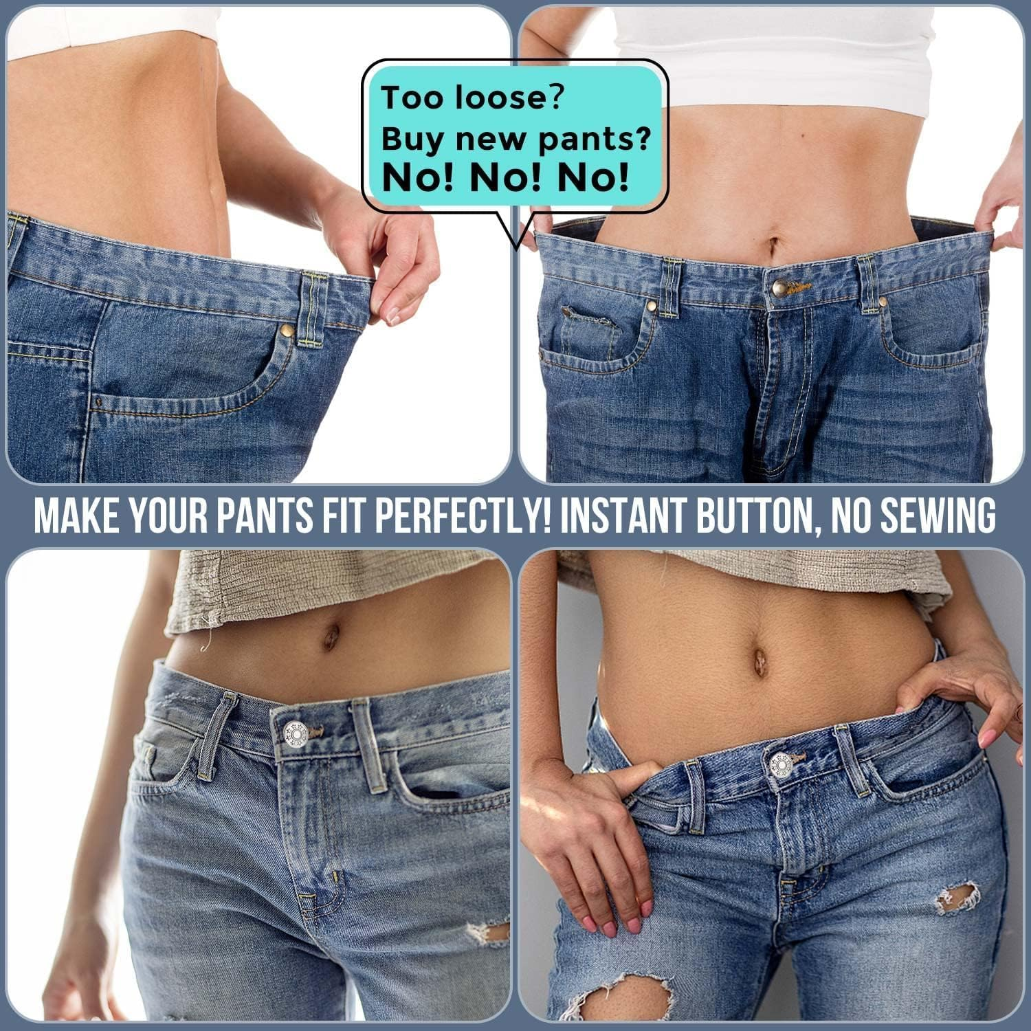 100 Sets Jeans Button Replacement, Removable 17 Mm Metal Buttons for Jeans, No Sew Buttons for Women and Men Jeans Clothing Accessories with Screw Storage Box image number 1